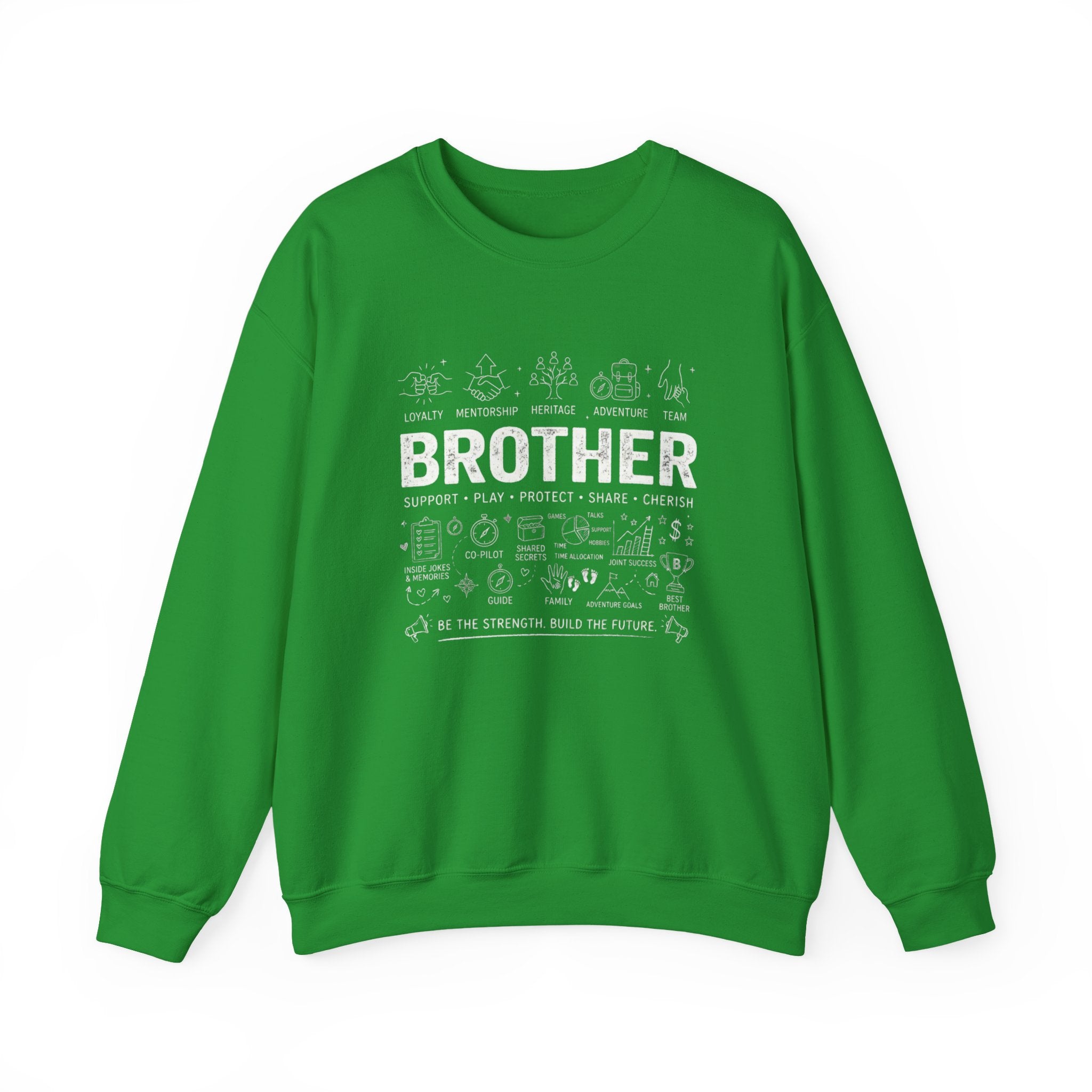 Brother Crewneck Sweatshirt – Brotherhood Icons Design (Loyalty, Mentorship, Adventure)