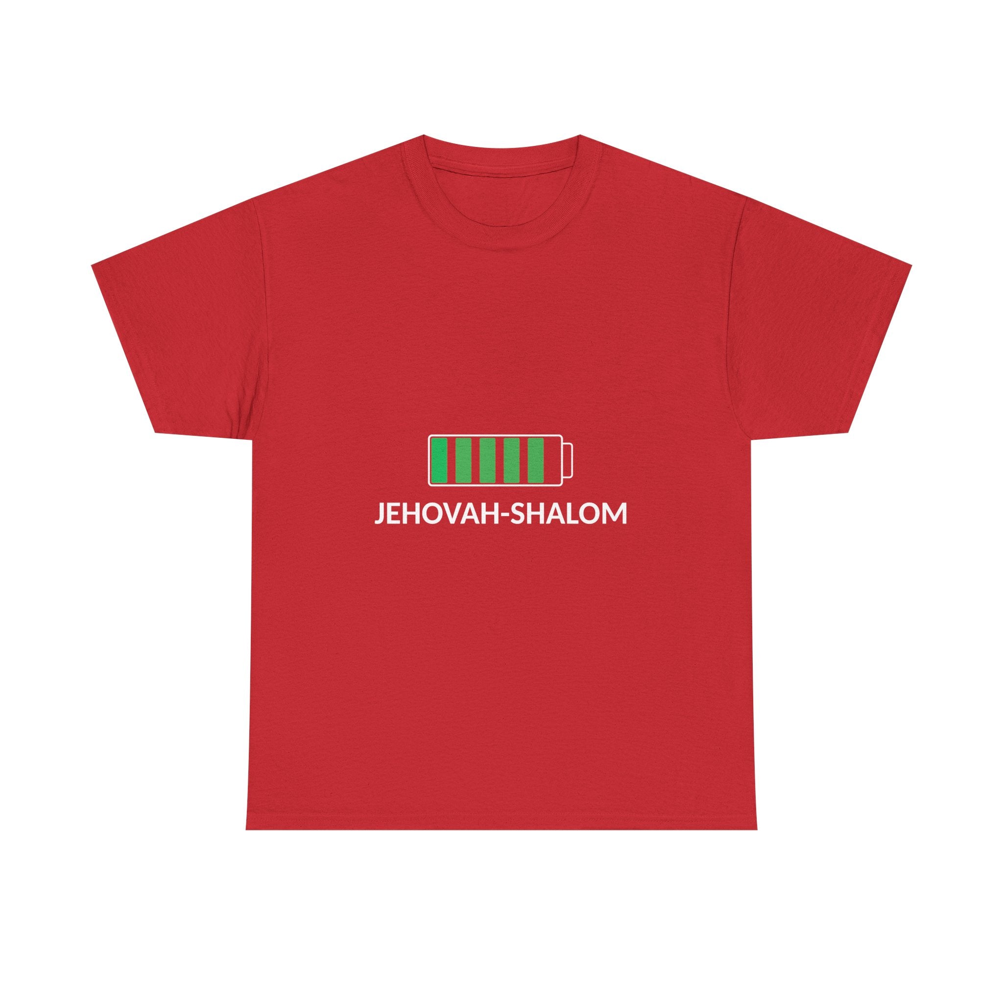 Jehovah-Shalom Battery Graphic Tee — Christian Faith Peace T-Shirt