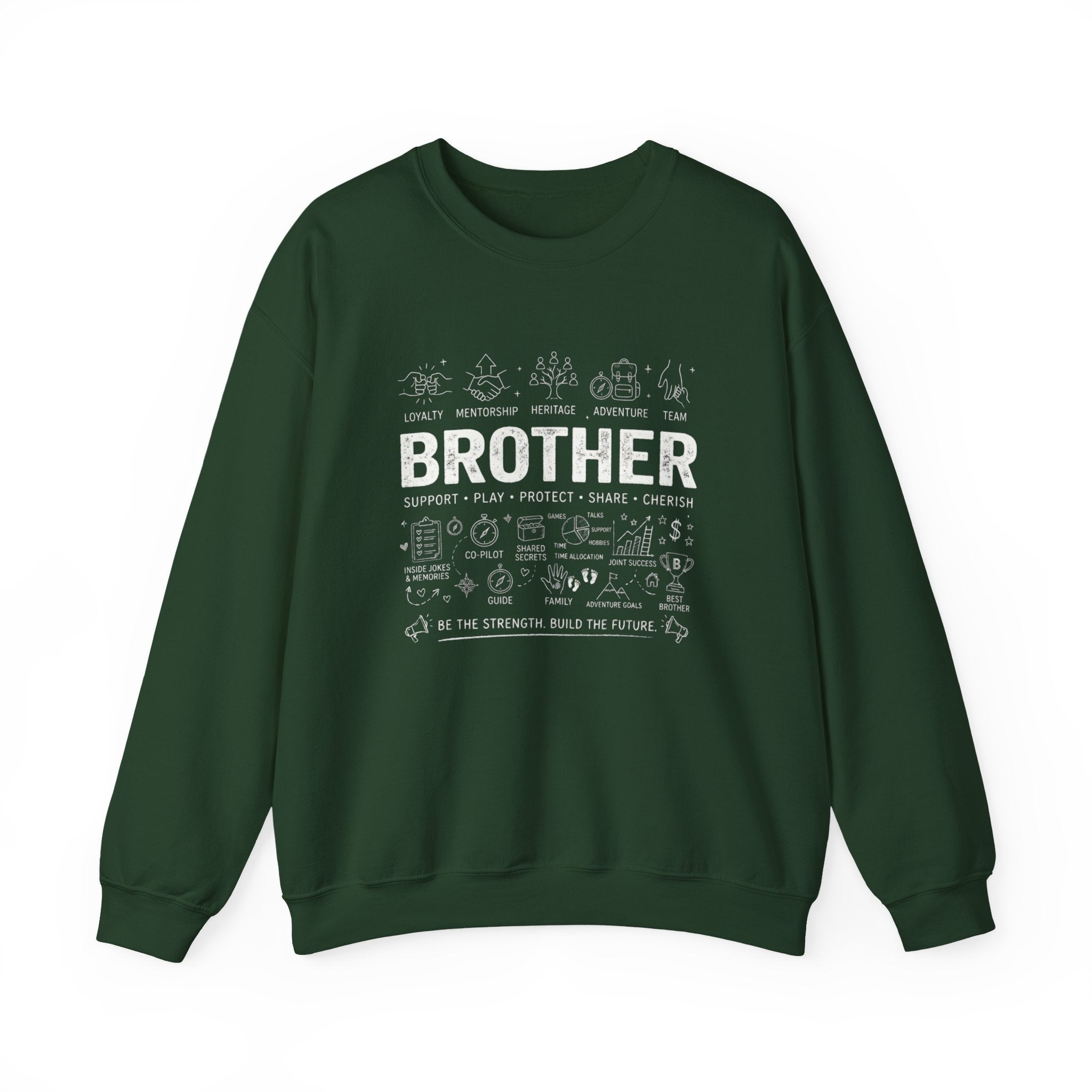 Brother Crewneck Sweatshirt – Brotherhood Icons Design (Loyalty, Mentorship, Adventure)