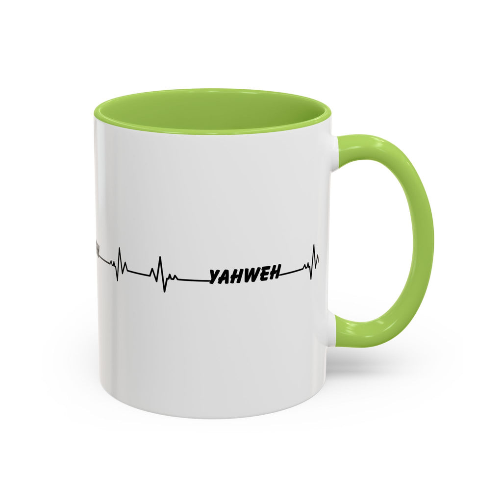 Yahweh Heartbeat Accent Coffee Mug — Christian Faith Prayer Gift (11/15oz)