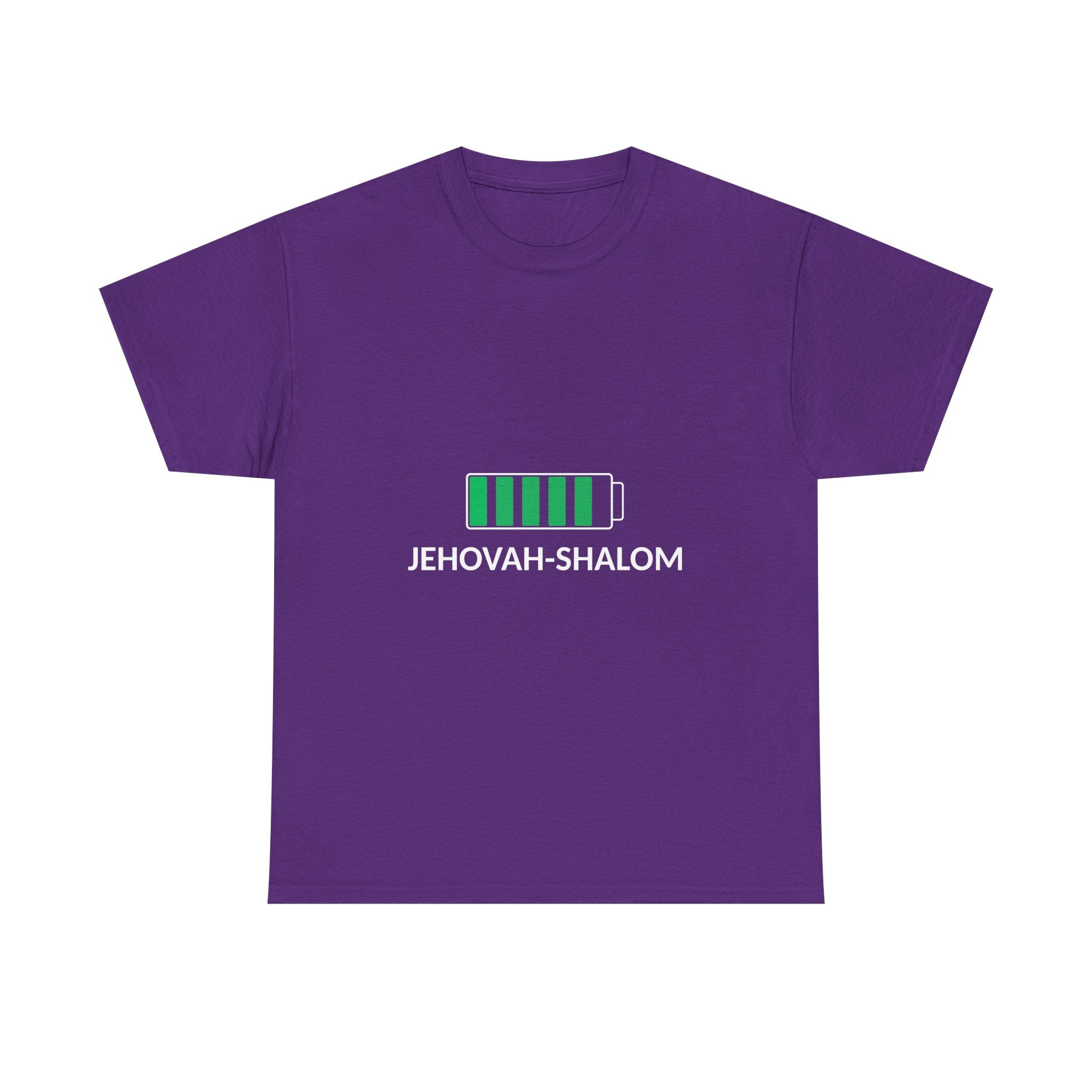 Jehovah-Shalom Battery Graphic Tee — Christian Faith Peace T-Shirt