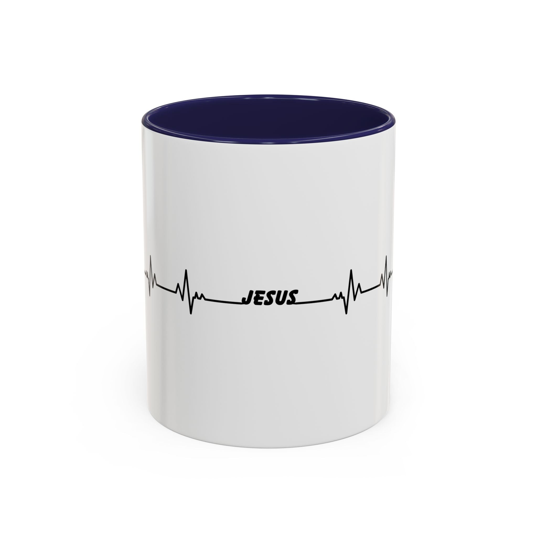 Jesus Heartbeat Accent Coffee Mug — Christian Faith Gift