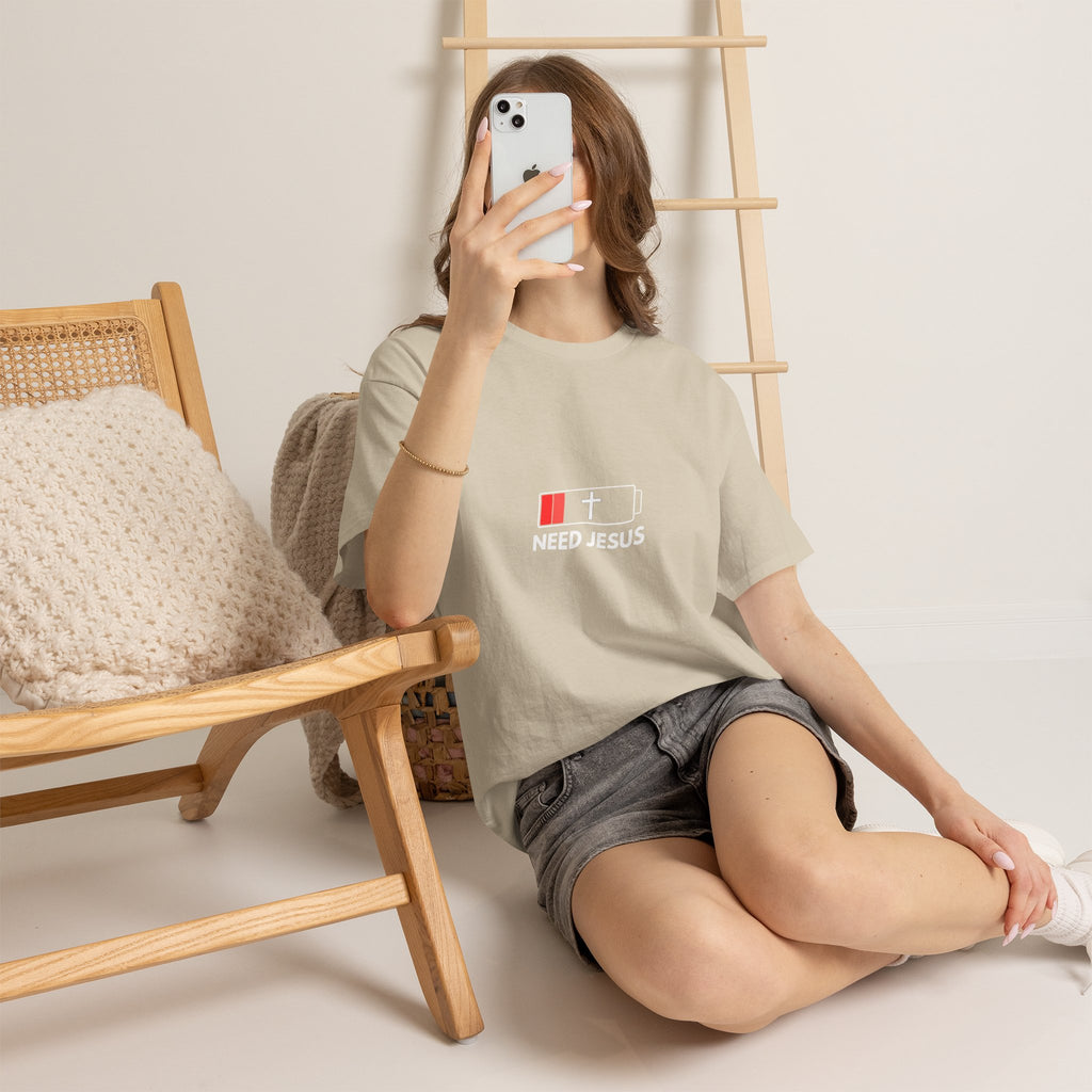 Need Jesus Low Battery Christian T-Shirt