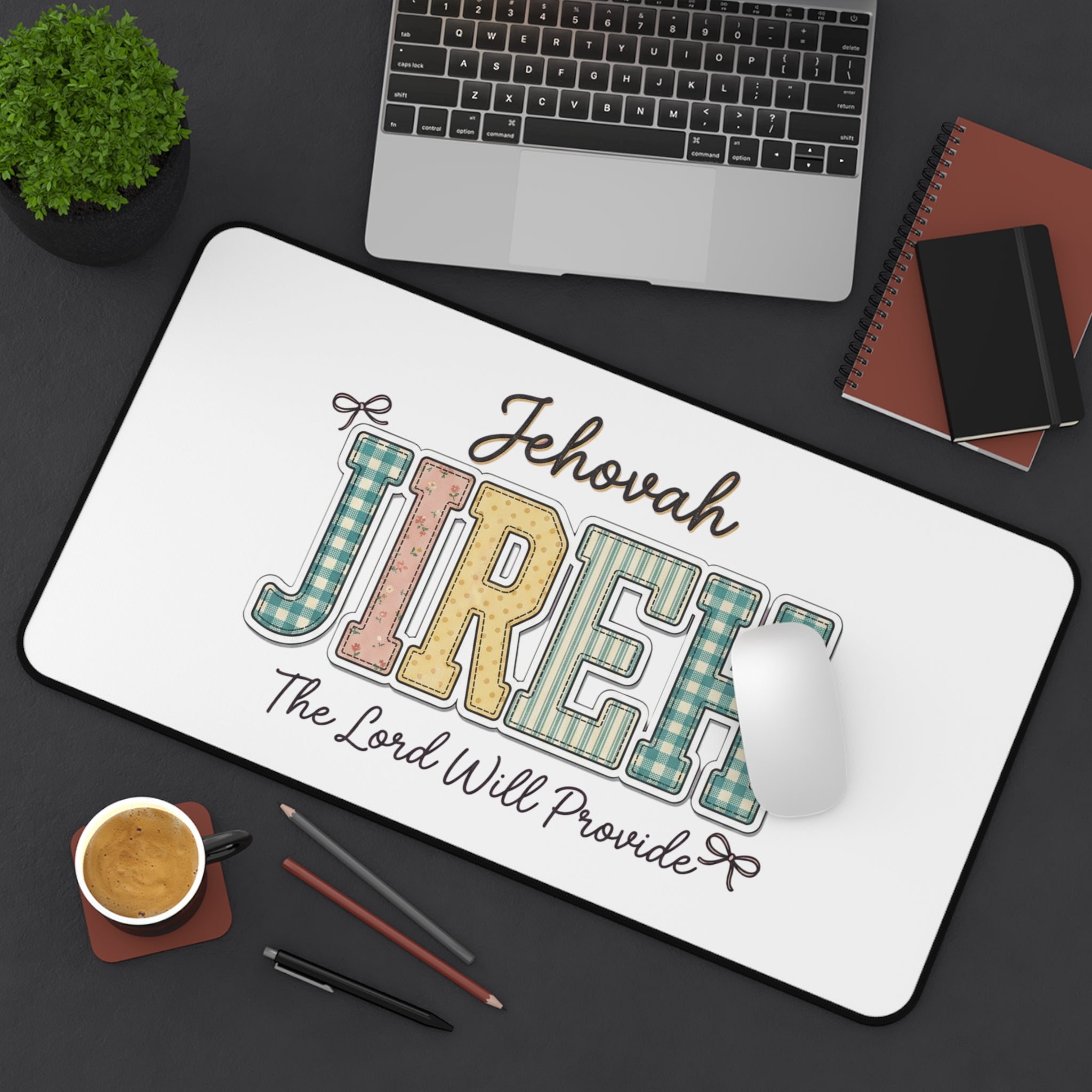 Jehovah Jireh Desk Mat — "The Lord Will Provide" Christian Office Desk Pad