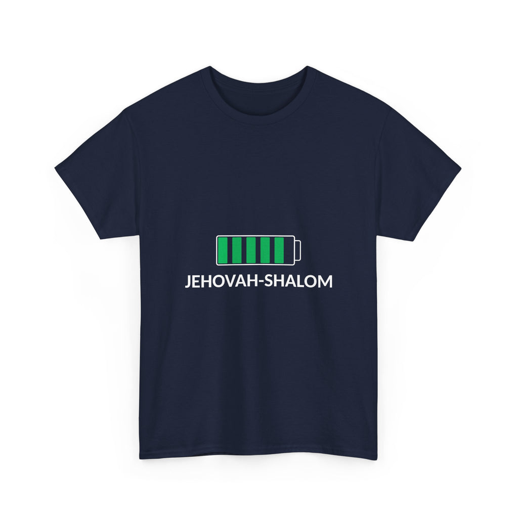 Jehovah-Shalom Battery Graphic Tee — Christian Faith Peace T-Shirt