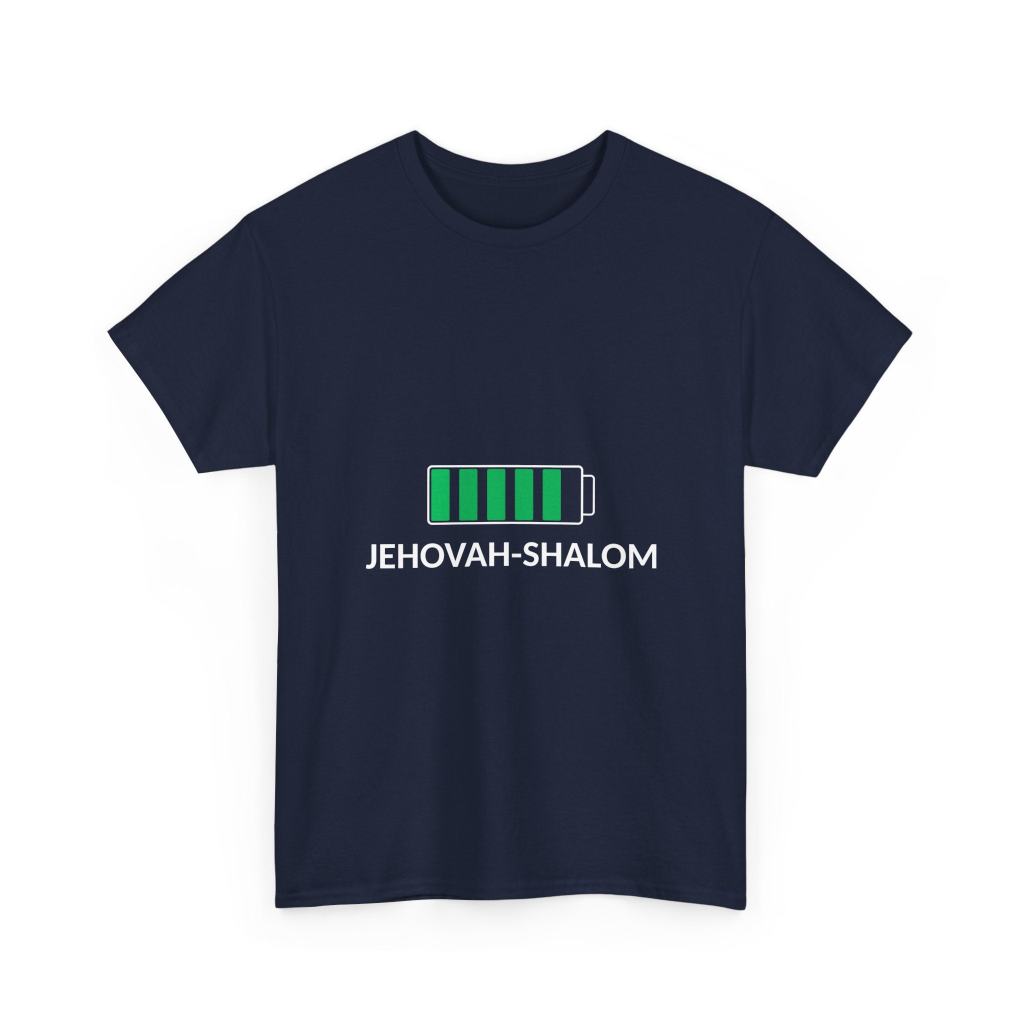 Jehovah-Shalom Battery Graphic Tee — Christian Faith Peace T-Shirt