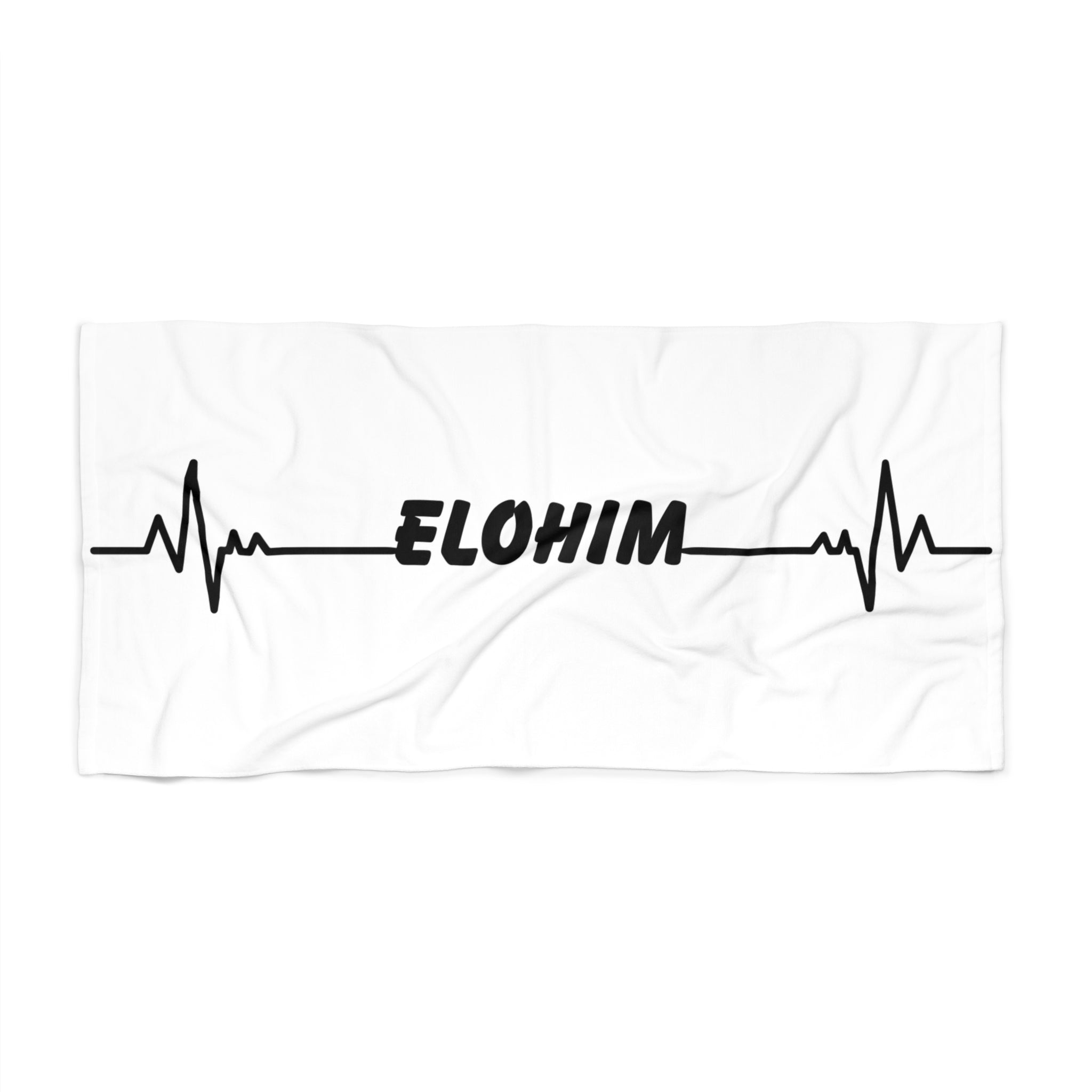 Elohim Heartbeat Beach Towel — Spiritual Script Design