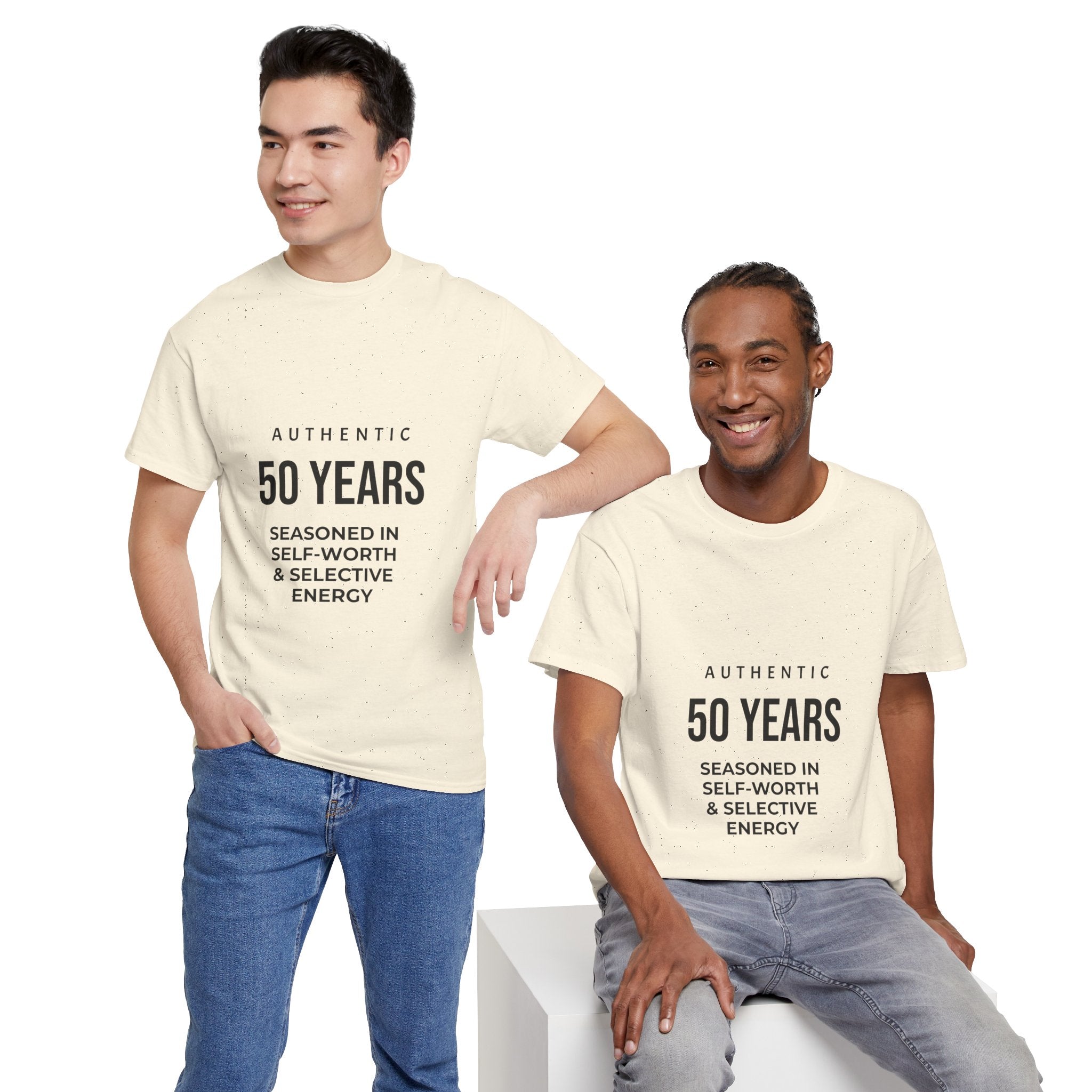 50 Years Seasoned In Self-Worth Tee — Selective Energy Birthday Shirt