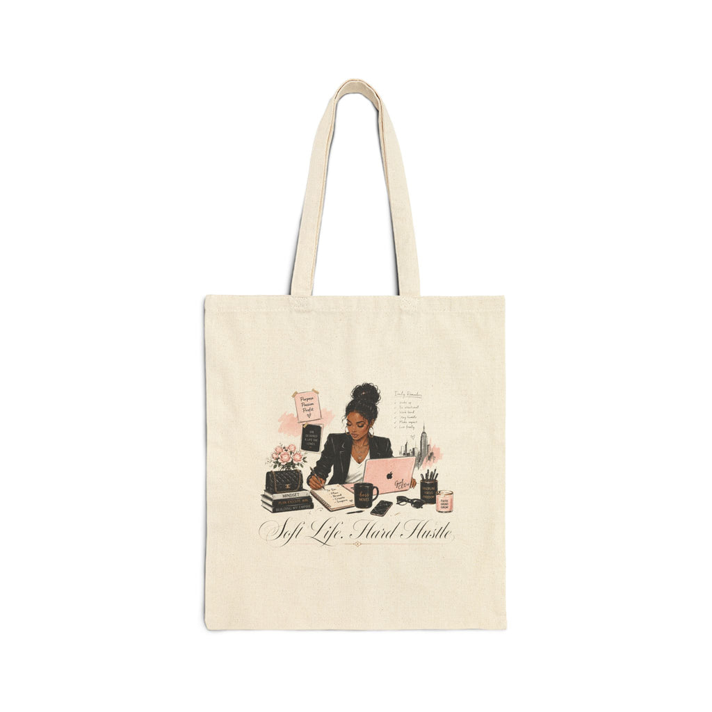 Canvas Tote Bag — "Boss Lady" Work Desk Illustration