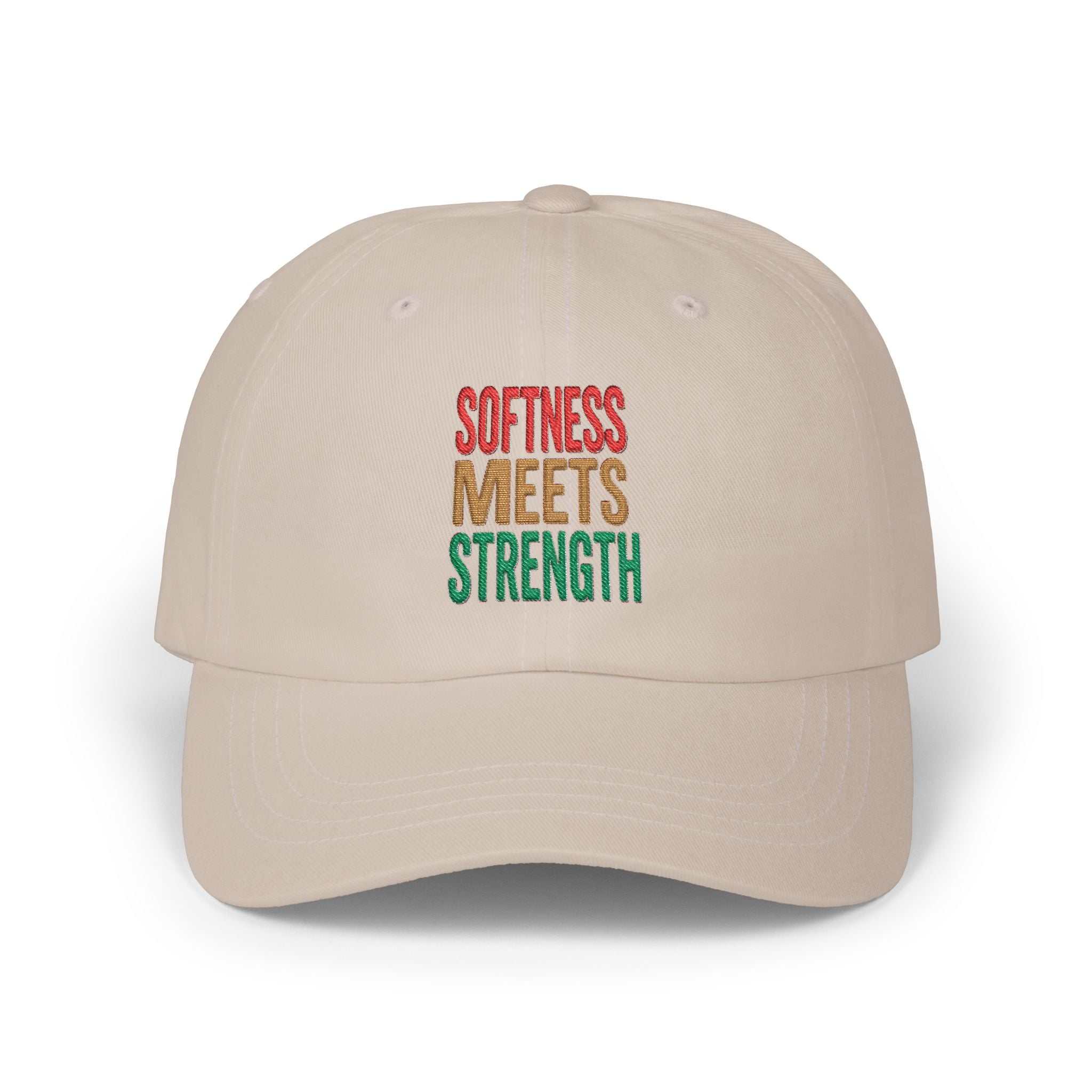 Dad Cap — "Softness Meets Strength" Embroidered Adjustable Baseball Hat