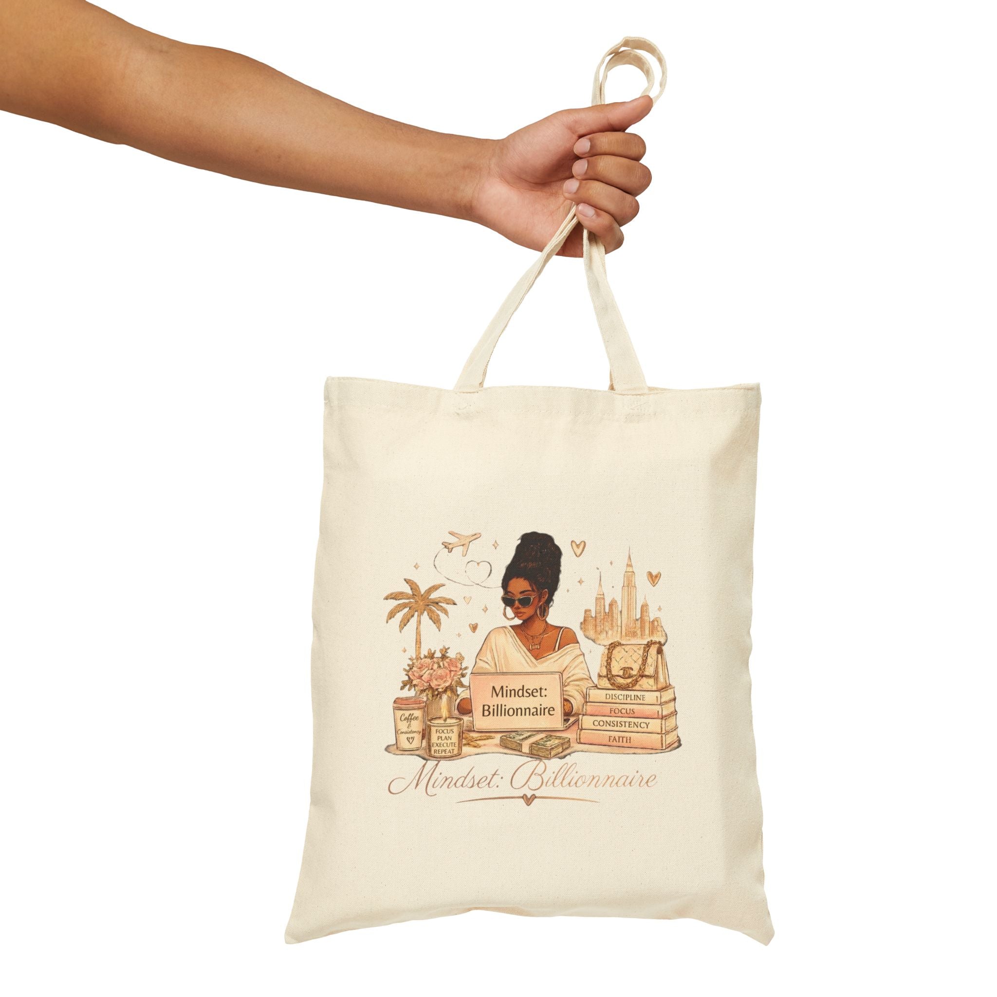 Canvas Tote — 'Manifest Millionaire' Travel-Inspired Shopper Bag