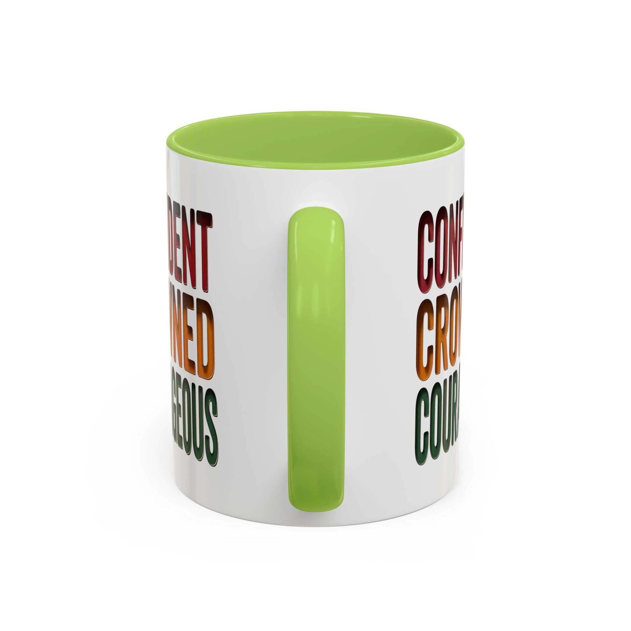 Accent Coffee Mug — 'Confident, Crowned, Courageous' Empowerment Coffee Mug