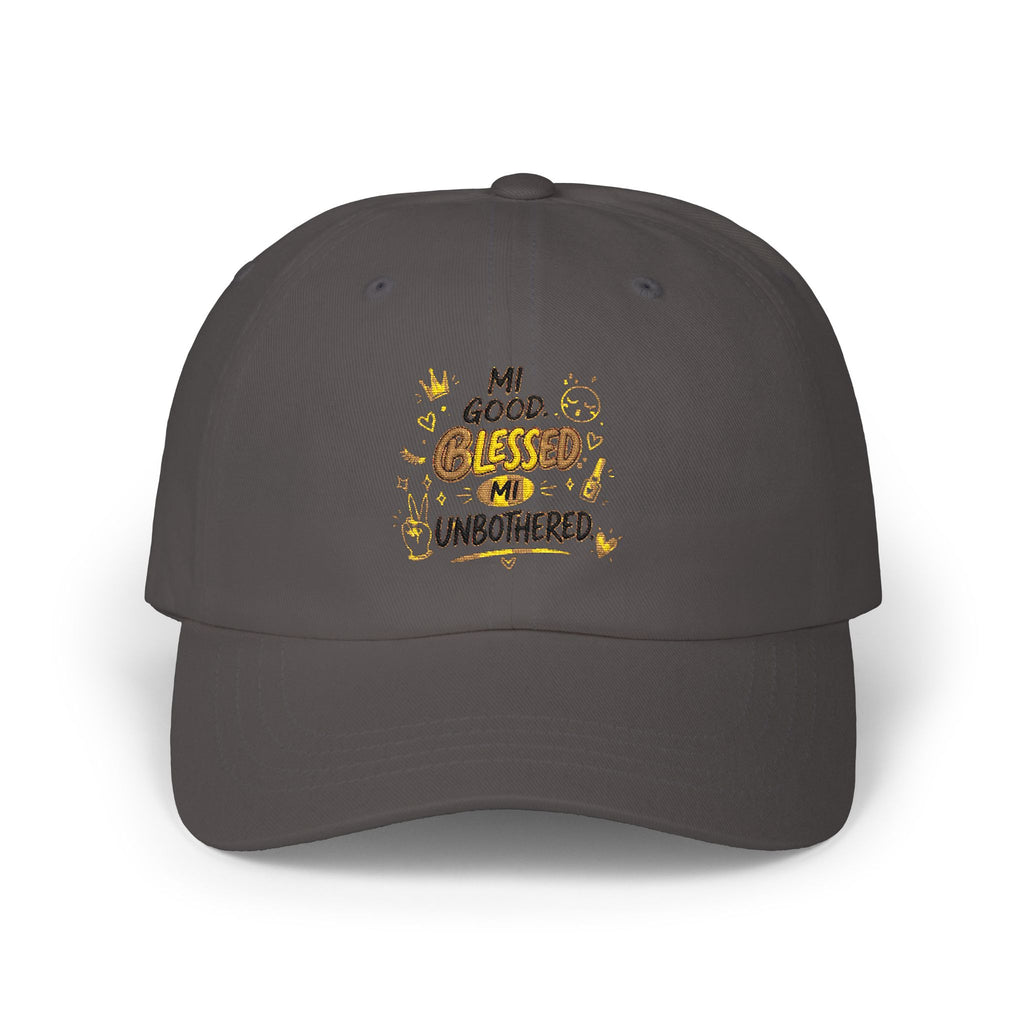 Dad Cap - "Blessed & Unbothered" Embroidered White Baseball Hat