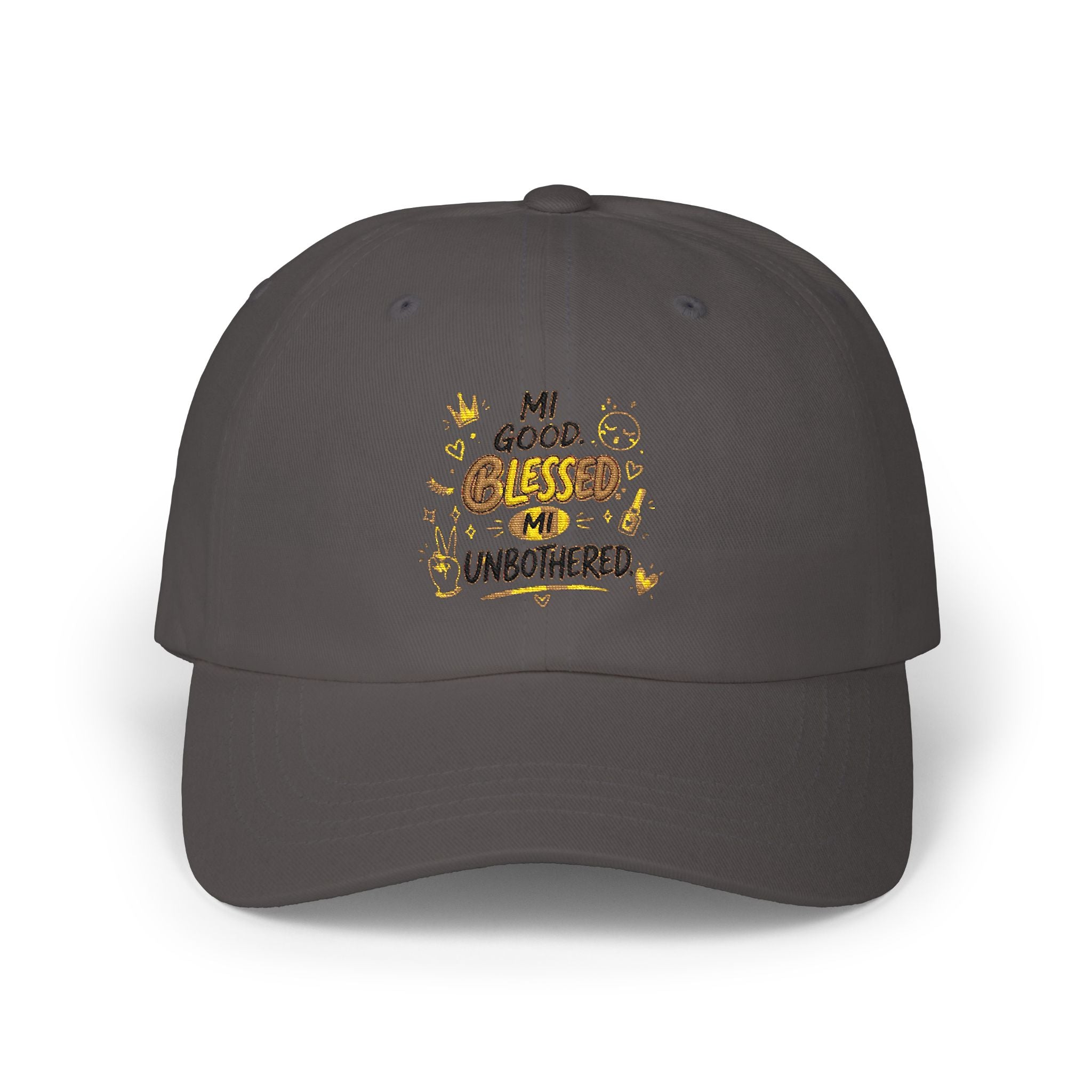 Dad Cap - "Blessed & Unbothered" Embroidered White Baseball Hat