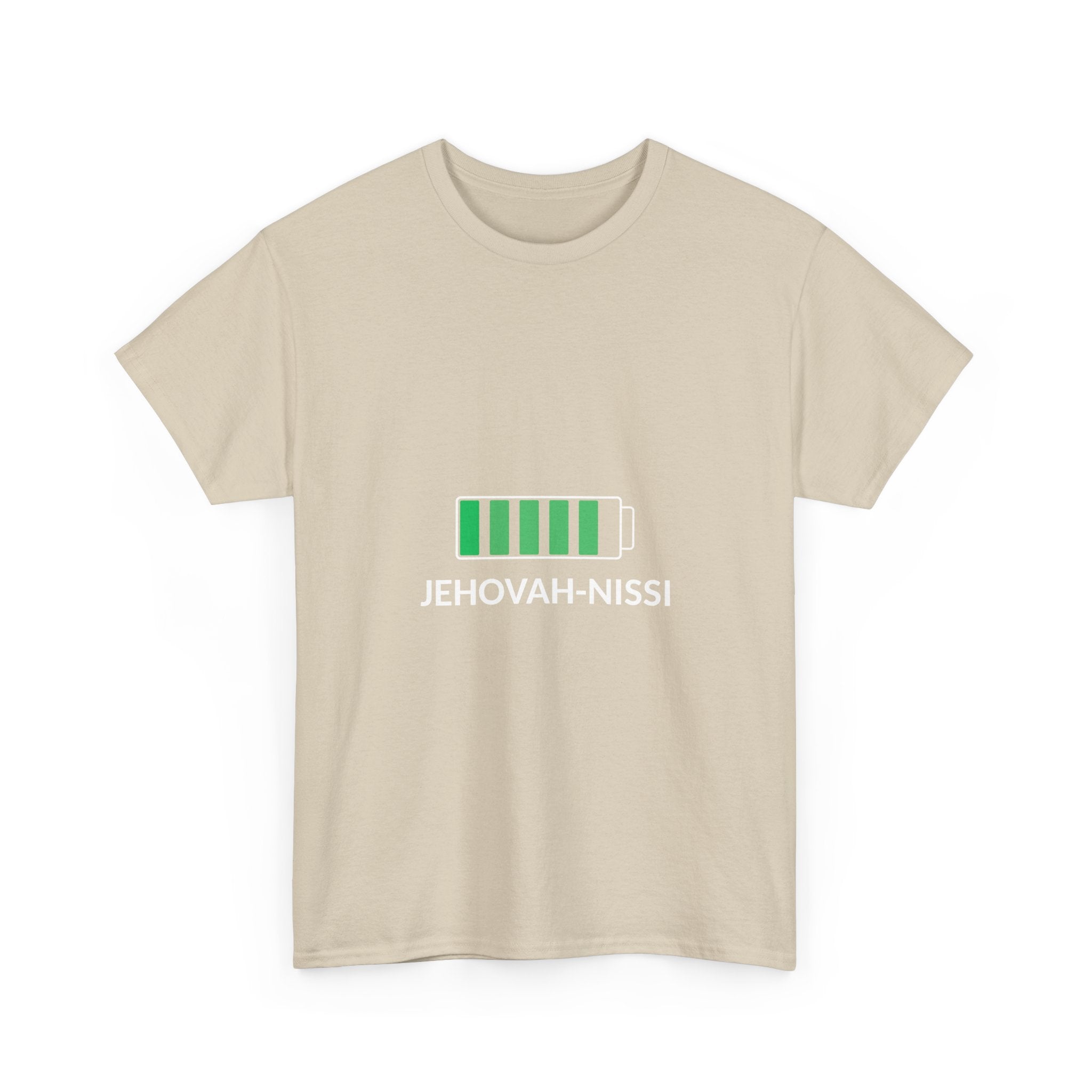 Jehovah-Nissi Battery Tee — Christian Faith Graphic T-Shirt