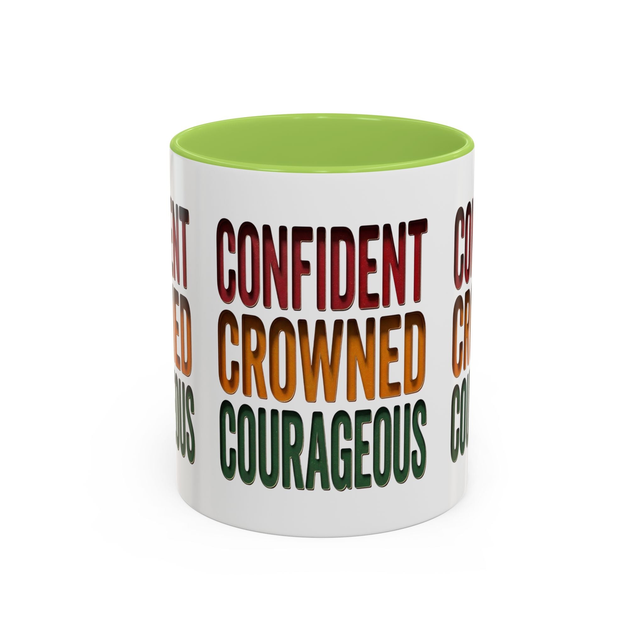 Accent Coffee Mug — 'Confident, Crowned, Courageous' Empowerment Coffee Mug