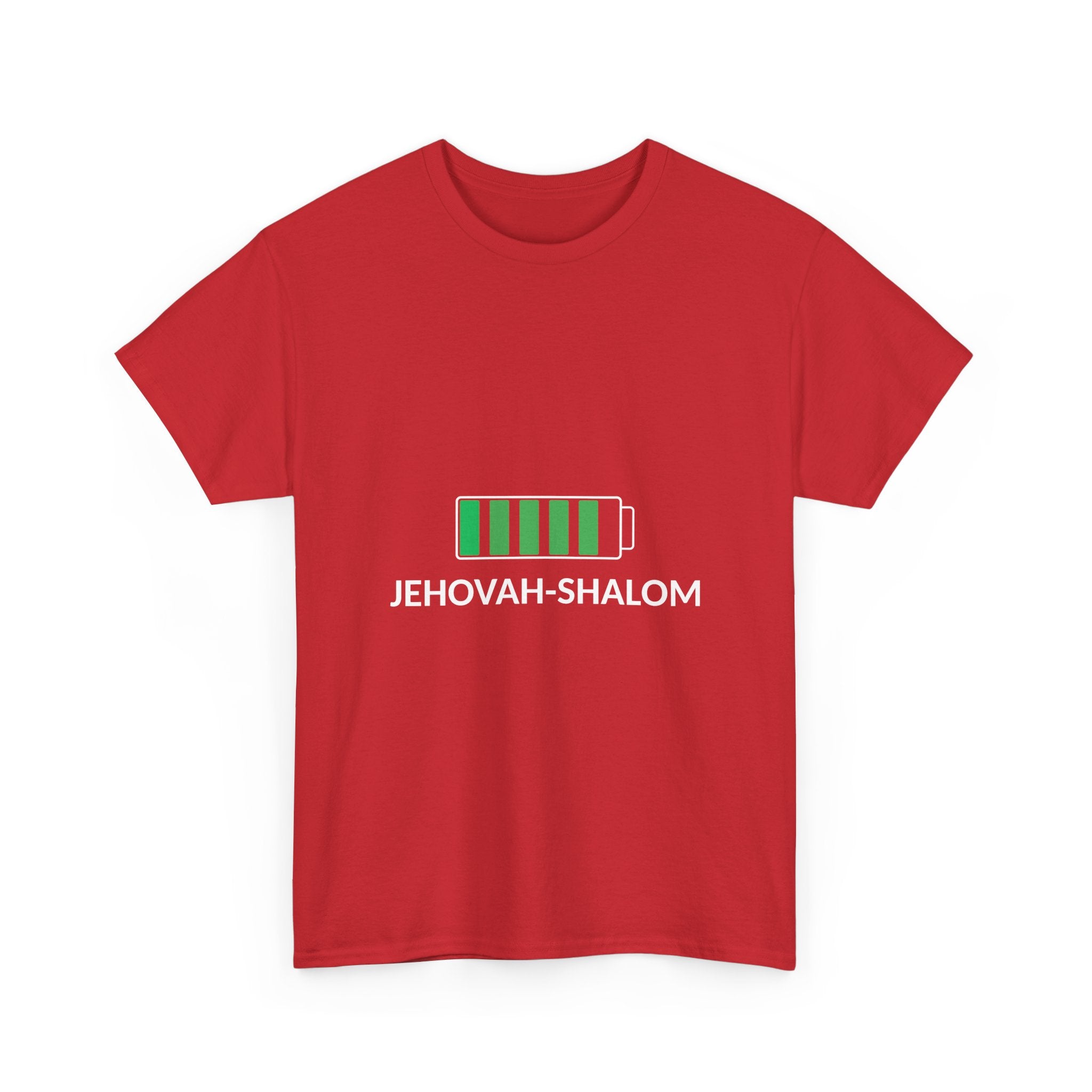 Jehovah-Shalom Battery Graphic Tee — Christian Faith Peace T-Shirt