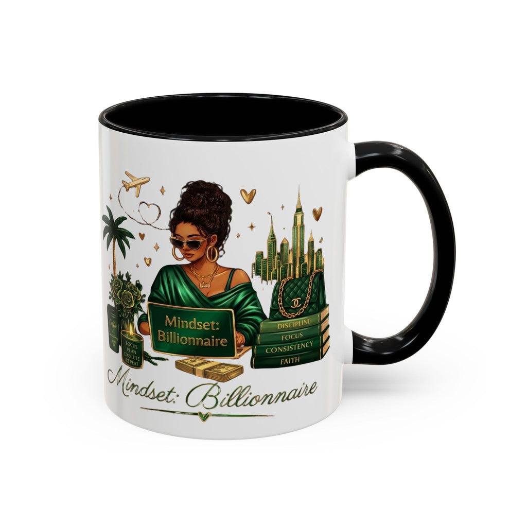 Mindset: Billionaire Accent Coffee Mug — Inspirational Black Woman Design