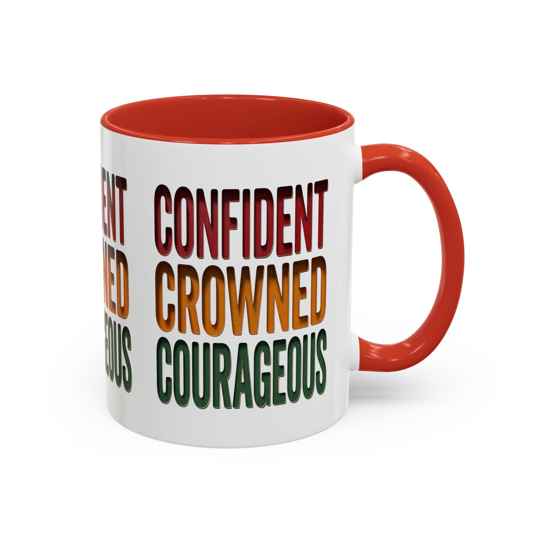 Accent Coffee Mug — 'Confident, Crowned, Courageous' Empowerment Coffee Mug