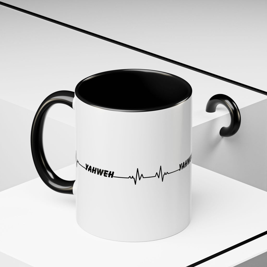 Yahweh Heartbeat Accent Coffee Mug — Christian Faith Prayer Gift (11/15oz)