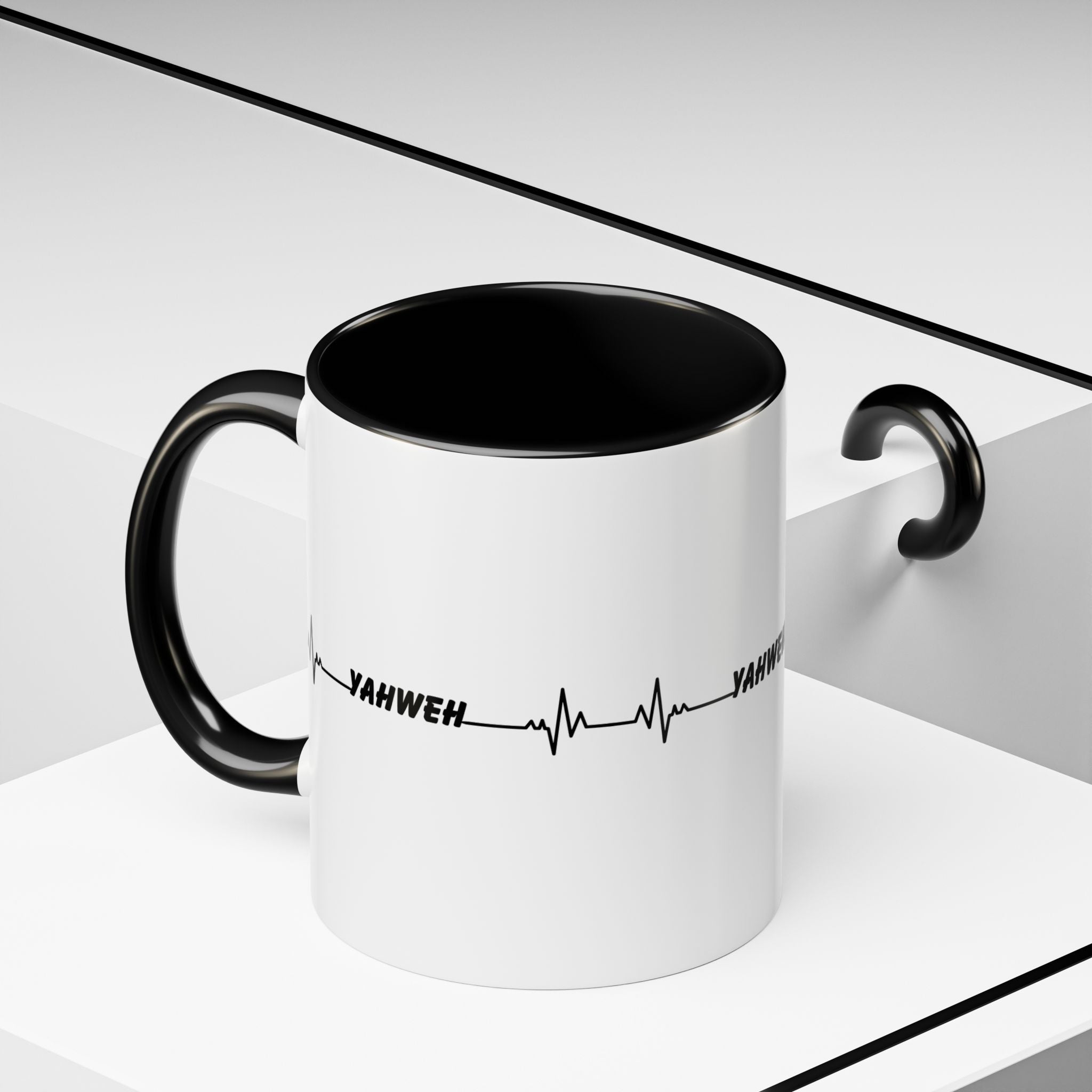 Yahweh Heartbeat Accent Coffee Mug — Christian Faith Prayer Gift (11/15oz)