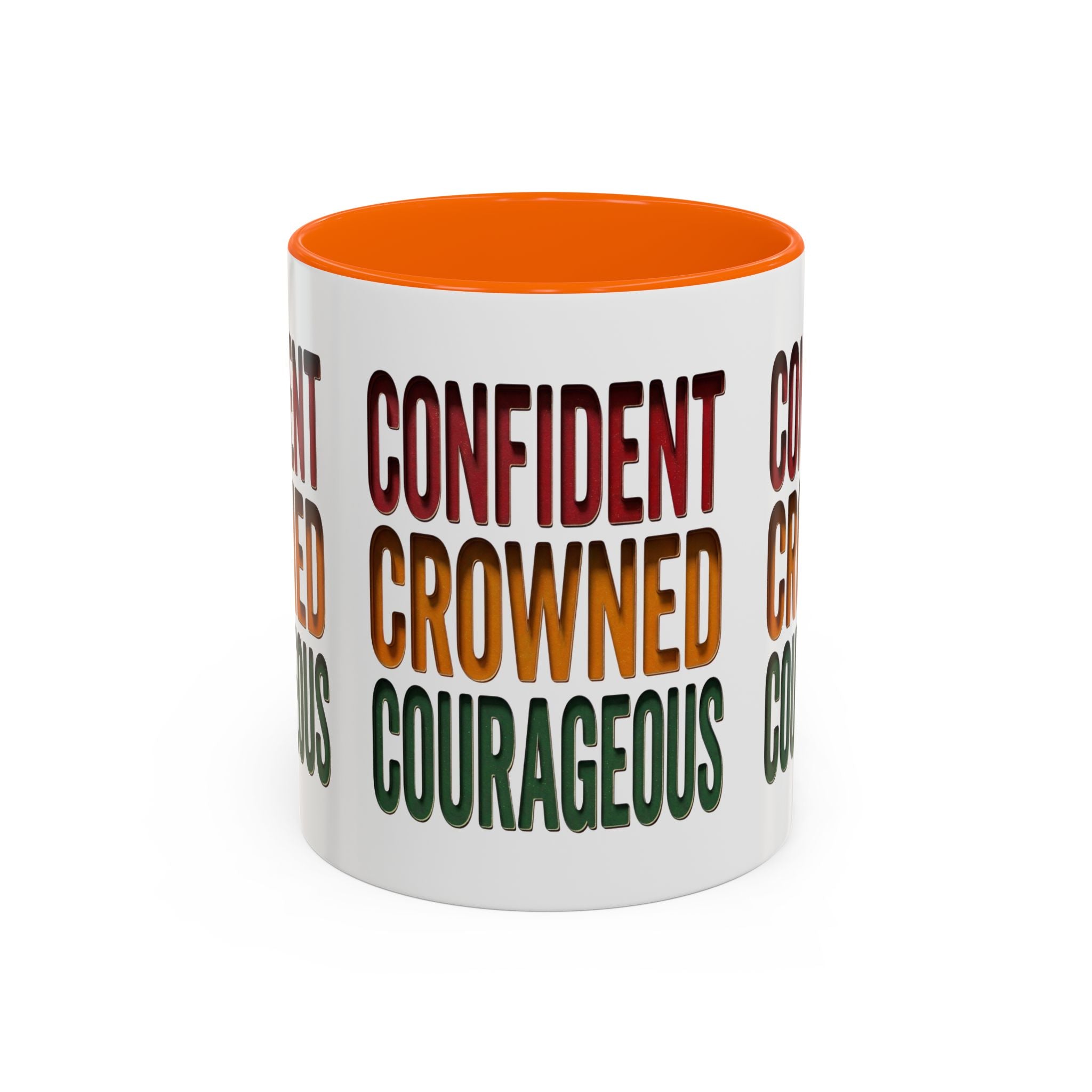 Accent Coffee Mug — 'Confident, Crowned, Courageous' Empowerment Coffee Mug