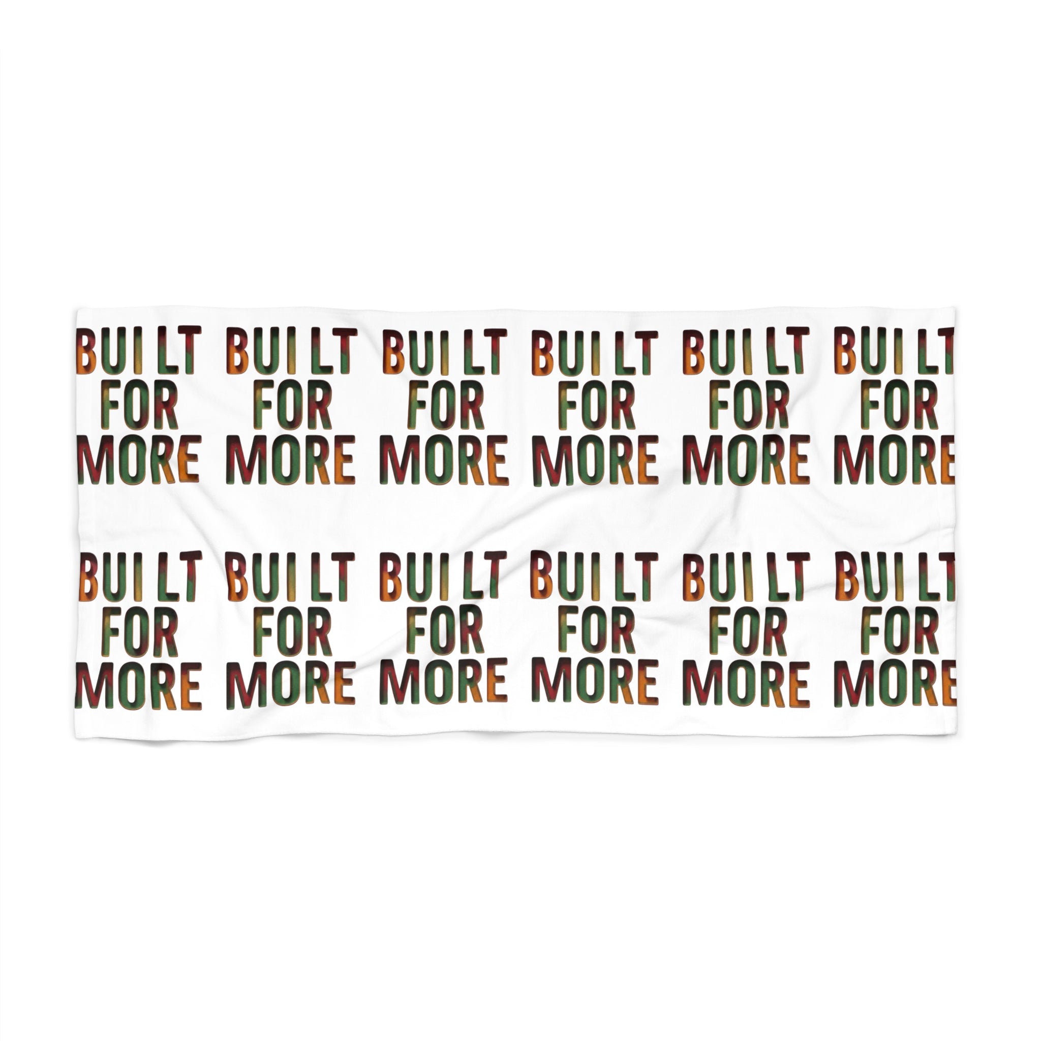 Built For More Beach Towel — Bold Repeating Text Design