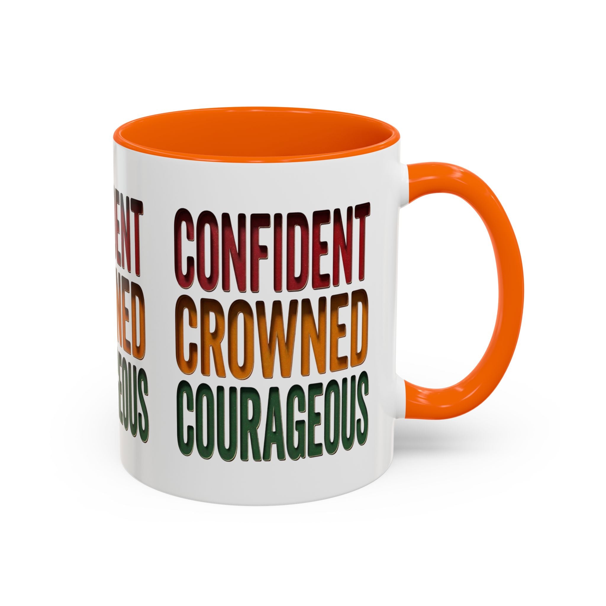 Accent Coffee Mug — 'Confident, Crowned, Courageous' Empowerment Coffee Mug