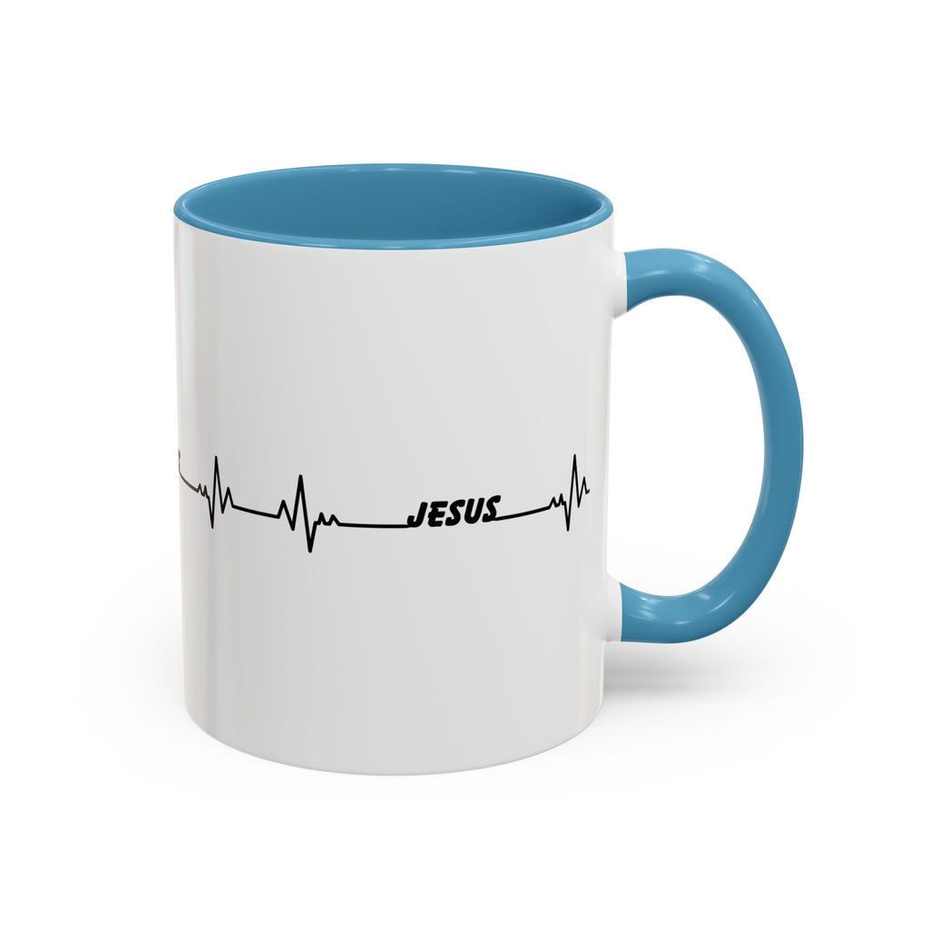 Jesus Heartbeat Accent Coffee Mug — Christian Faith Gift