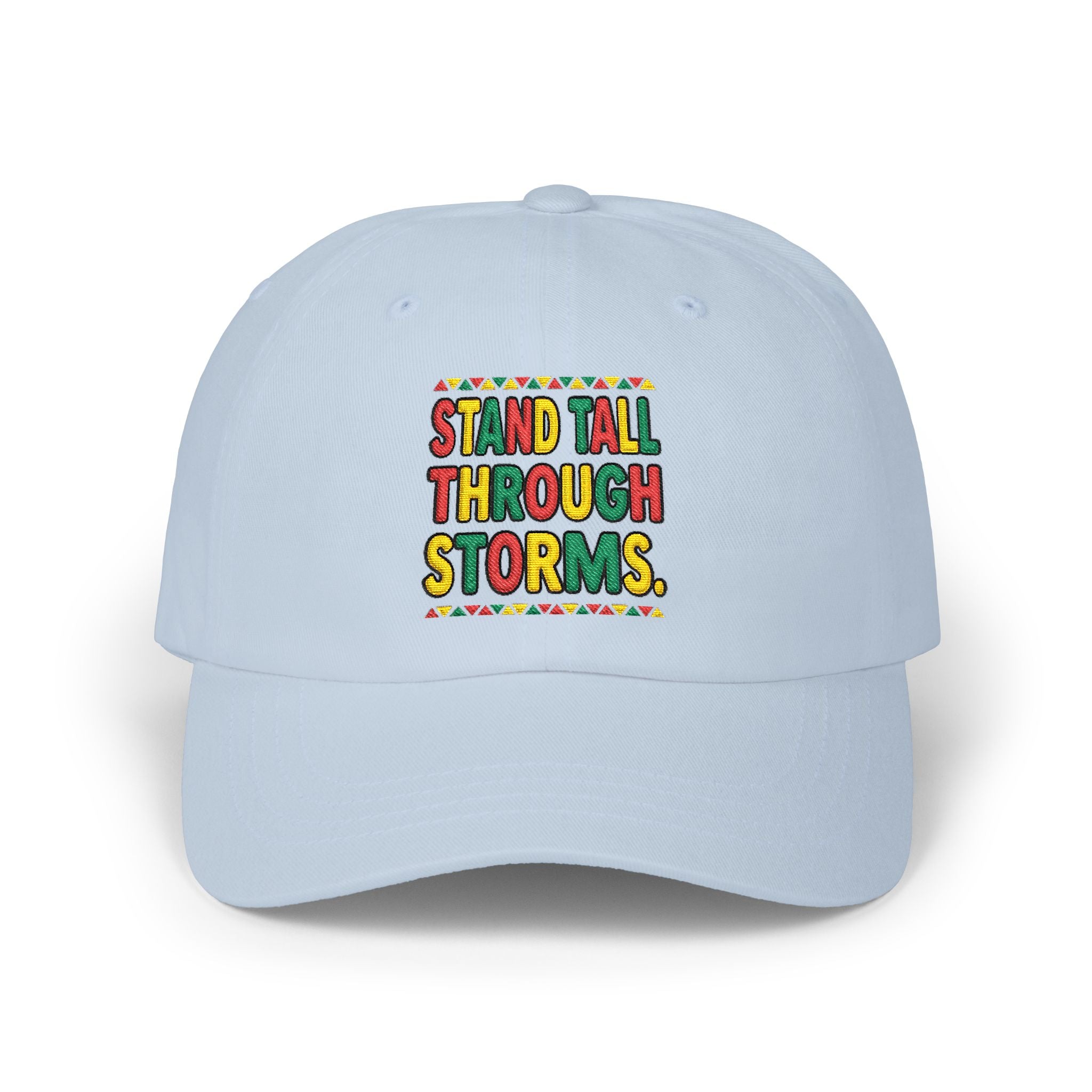 Dad Cap — "Stand Tall Through Storms" Embroidered Motivational Hat