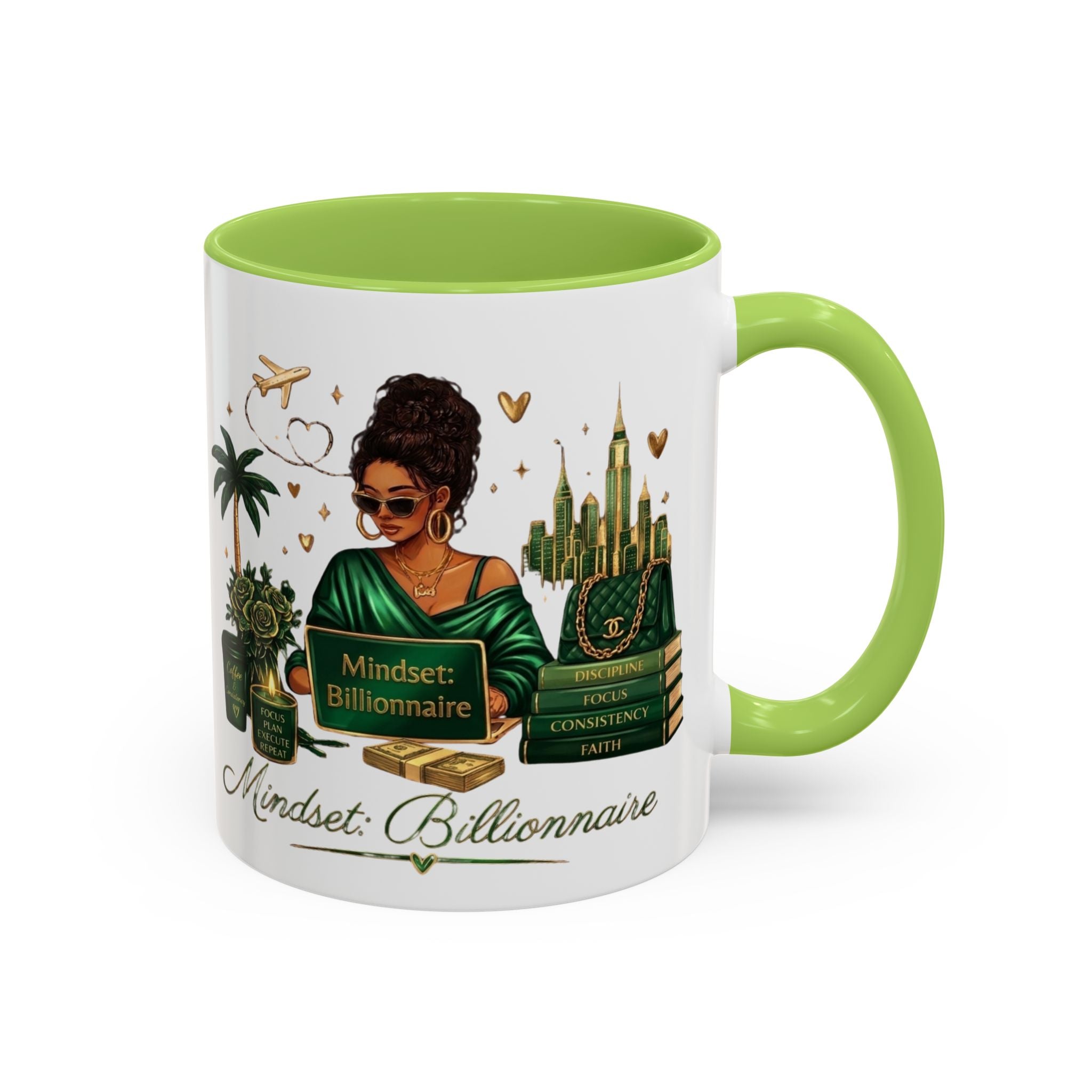 Mindset: Billionaire Accent Coffee Mug — Inspirational Black Woman Design