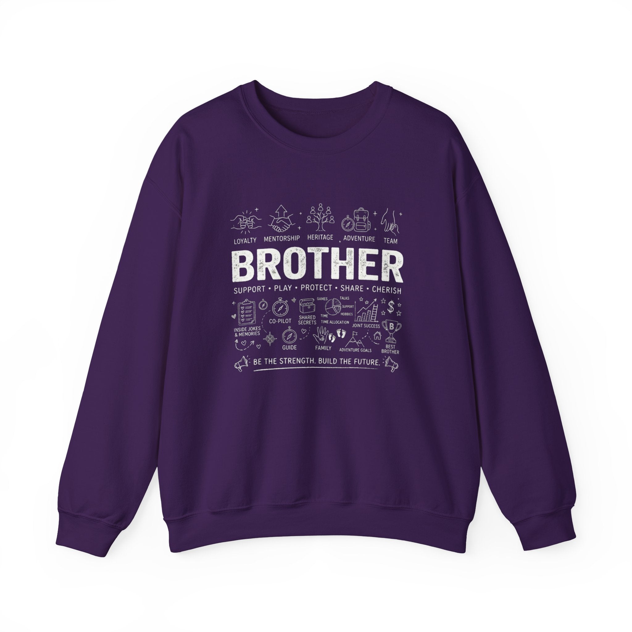 Brother Crewneck Sweatshirt – Brotherhood Icons Design (Loyalty, Mentorship, Adventure)