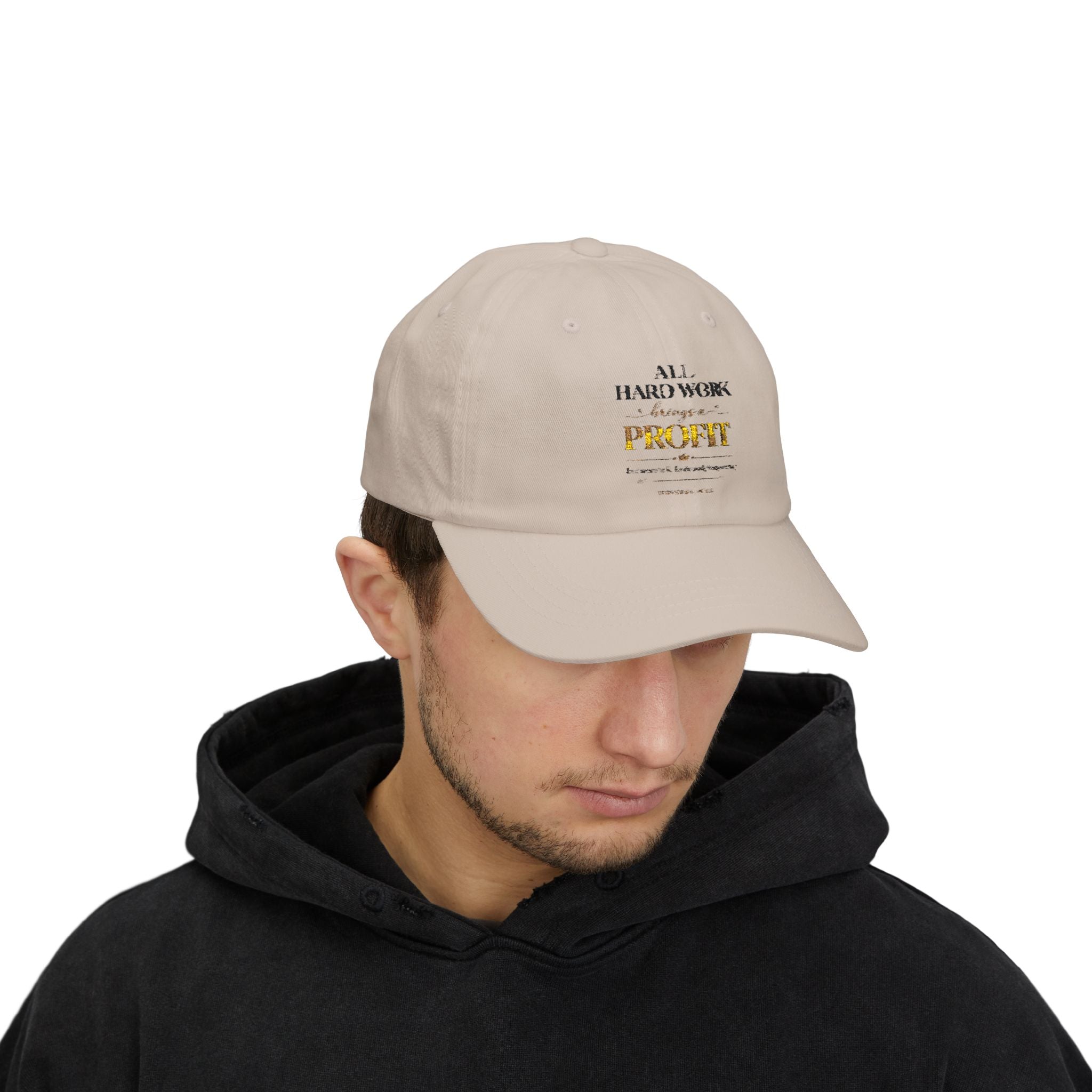 Dad Cap — 'All Hard Work Through a Profit' Minimal Embroidered Hat