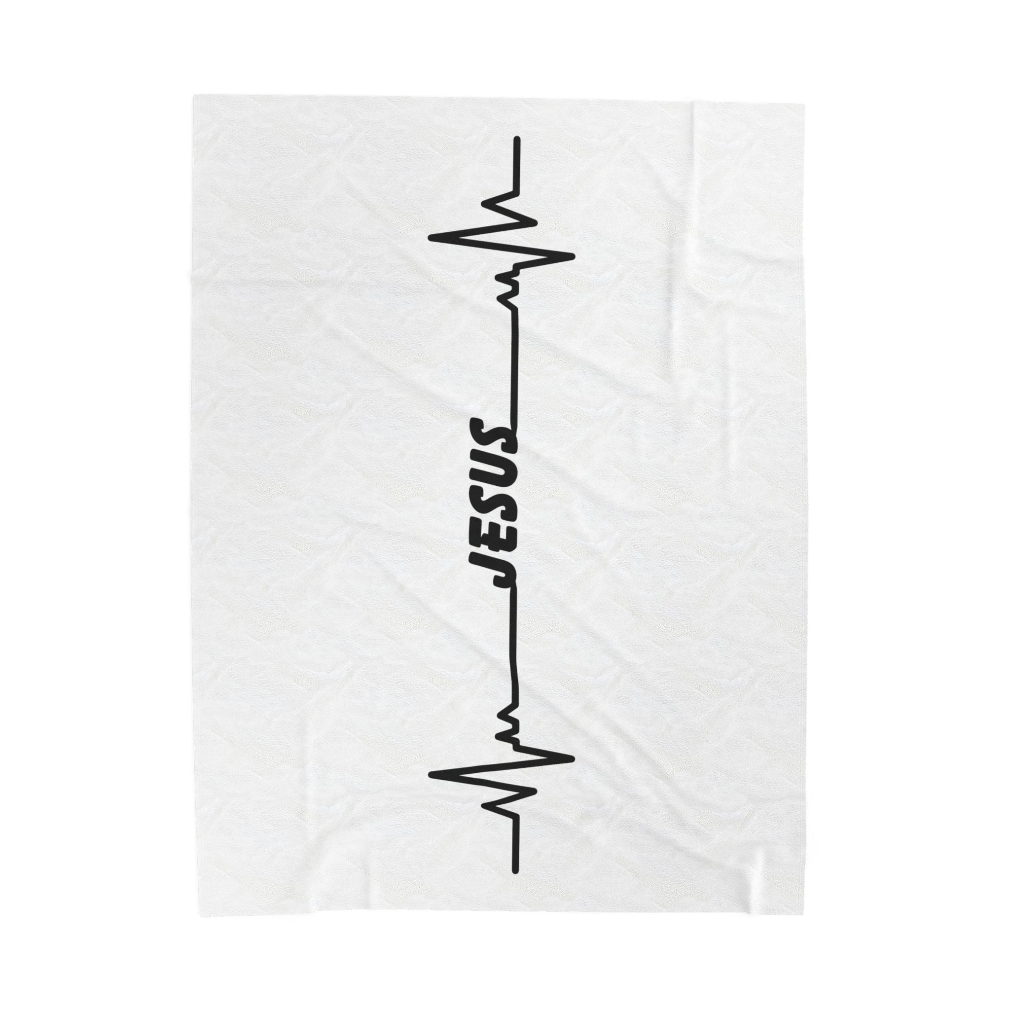 Velveteen Plush Blanket — Jesus Heartbeat Line Design (Faith Throw Blanket)