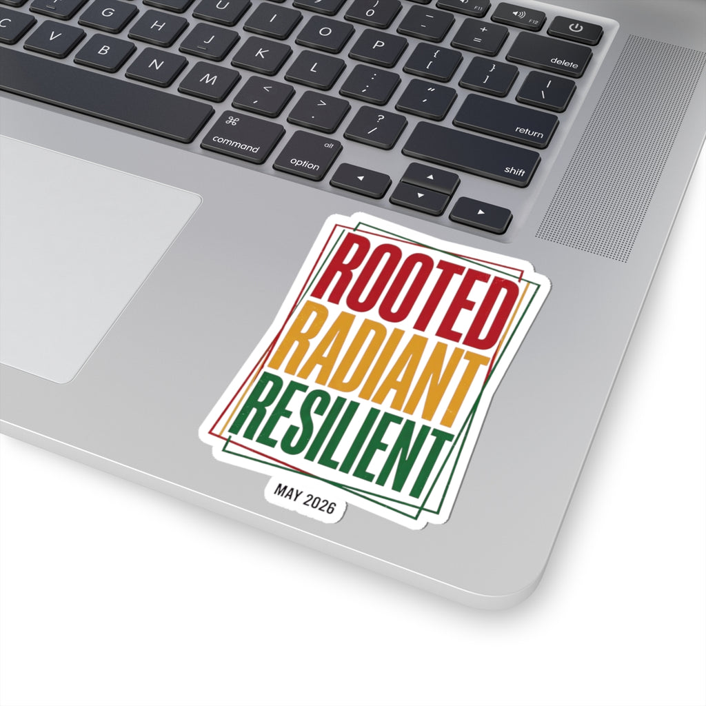 Rooted Radiant Resilient Kiss-Cut Stickers | Juneteenth Pan-African 1865