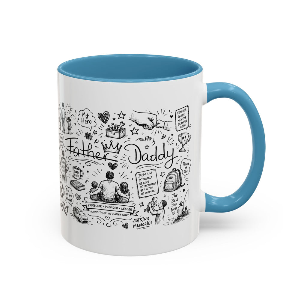 Father/Daddy Illustrated Memory Coffee Mug — Black Accent 11/15oz
