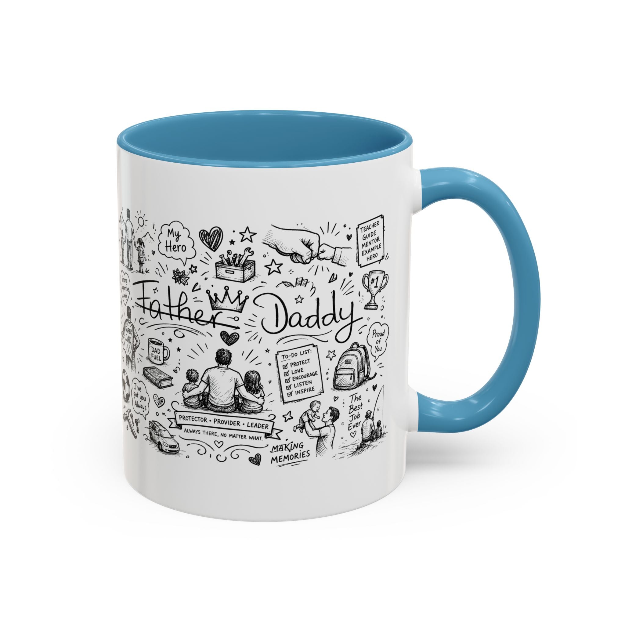 Father/Daddy Illustrated Memory Coffee Mug — Black Accent 11/15oz