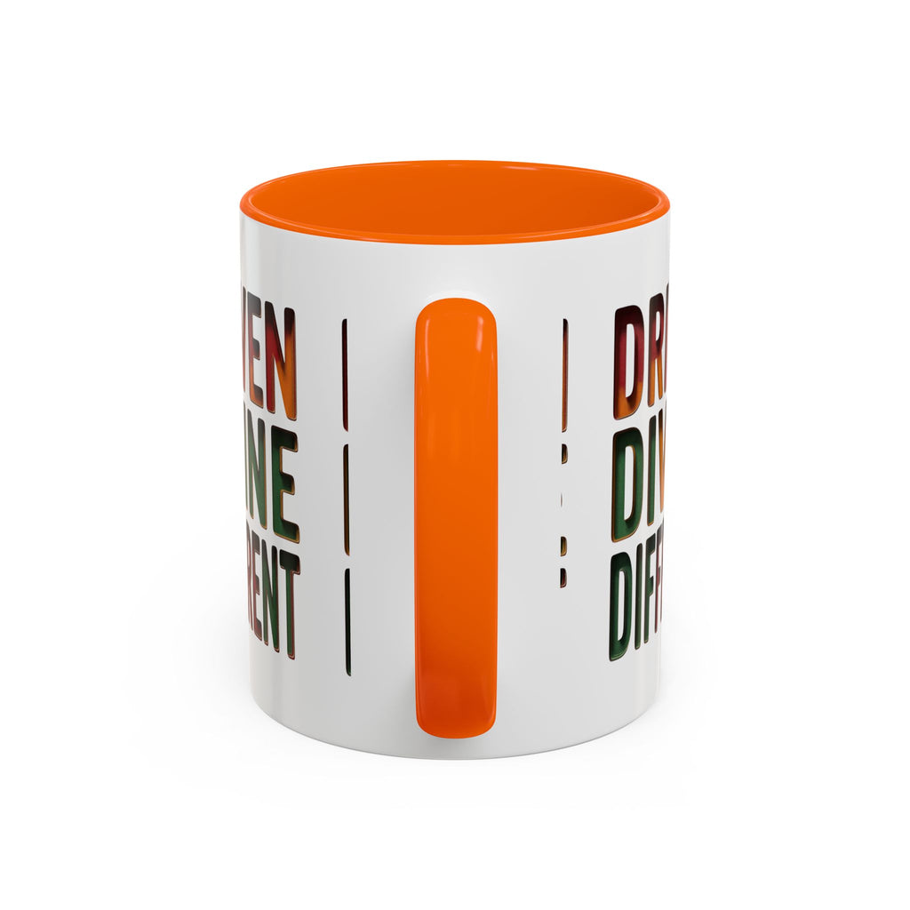 Driven Divine Different Accent Coffee Mug – Inspirational Rasta Color Typography (11/15oz)