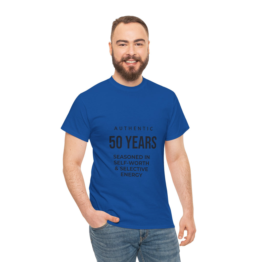 50 Years Seasoned In Self-Worth Tee — Selective Energy Birthday Shirt