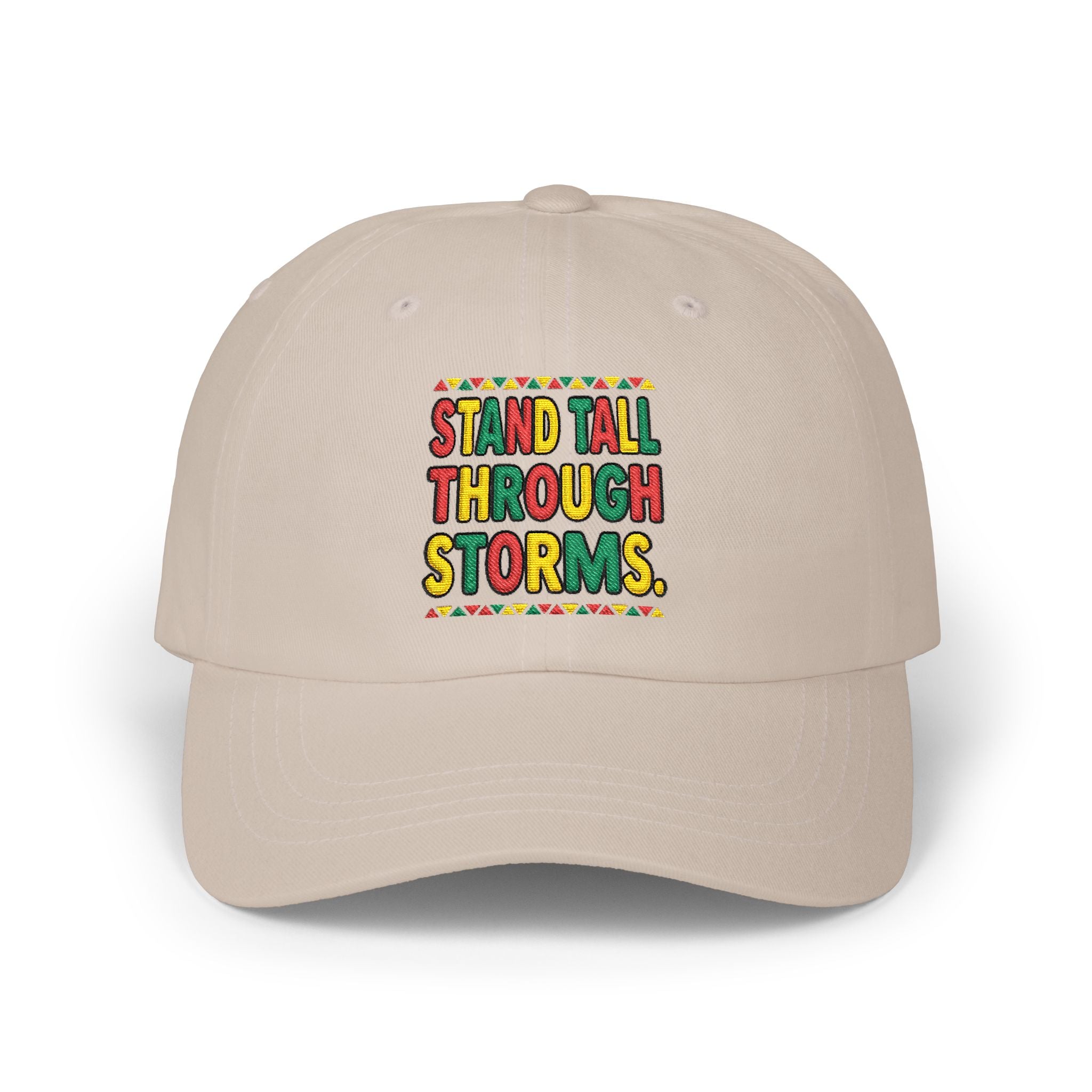 Dad Cap — "Stand Tall Through Storms" Embroidered Motivational Hat