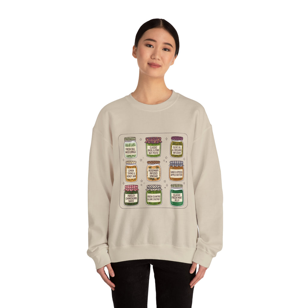 Vintage Jam Jar Illustration Sweatshirt | Retro Food Graphics, Hand-Drawn Diner Style