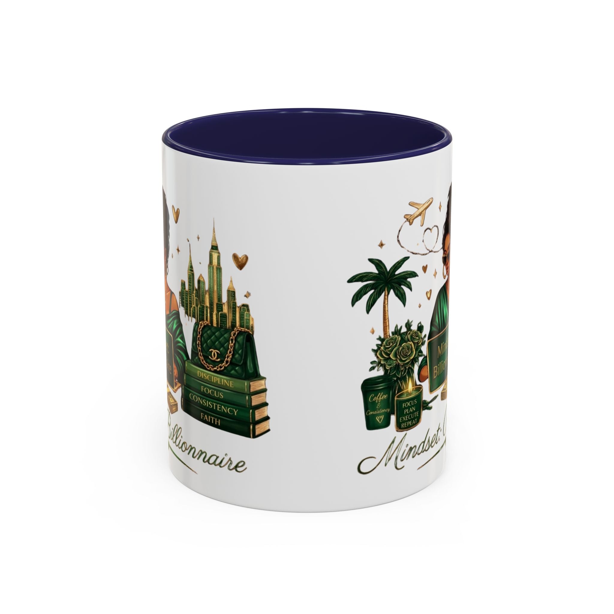 Mindset: Billionaire Accent Coffee Mug — Inspirational Black Woman Design