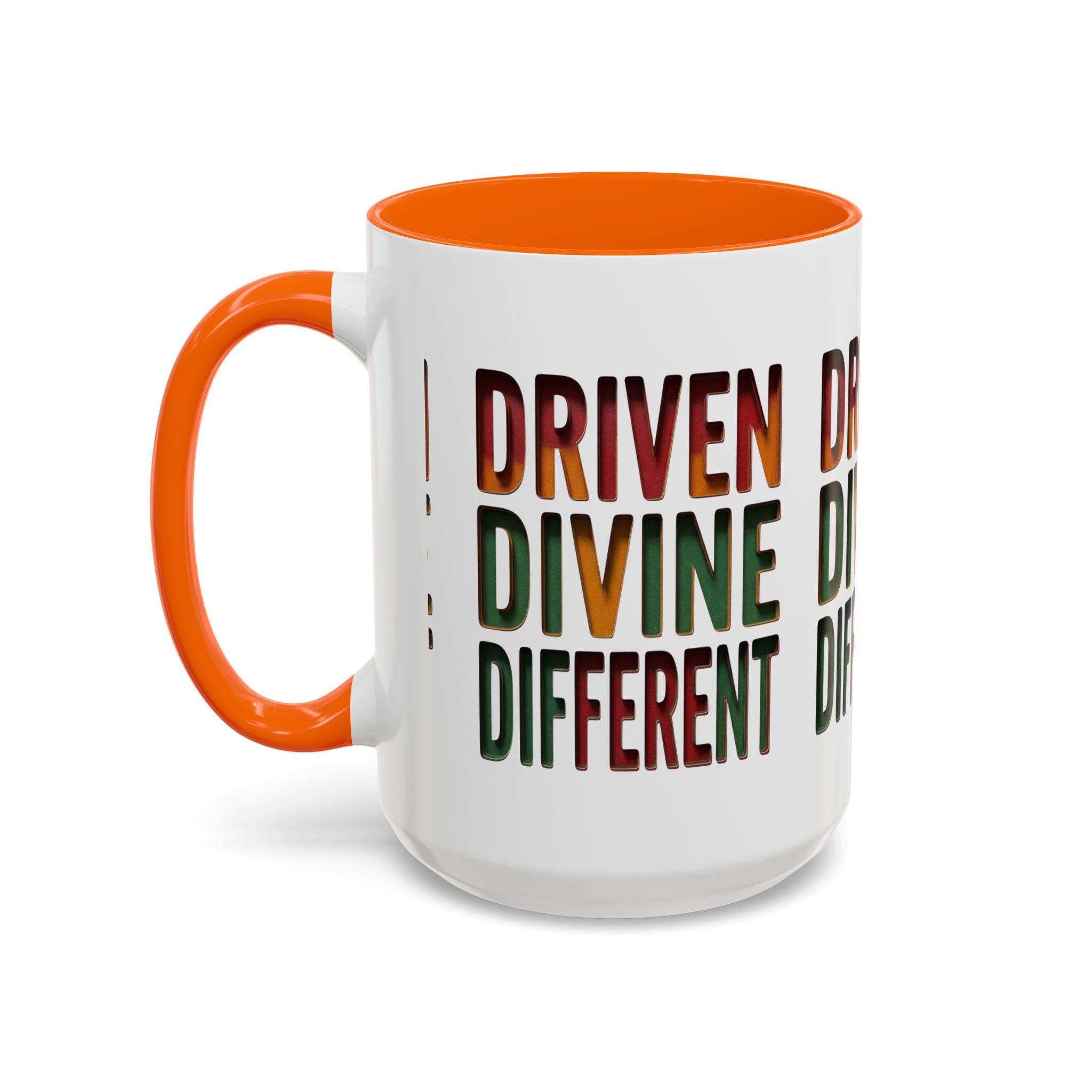 Driven Divine Different Accent Coffee Mug – Inspirational Rasta Color Typography (11/15oz)