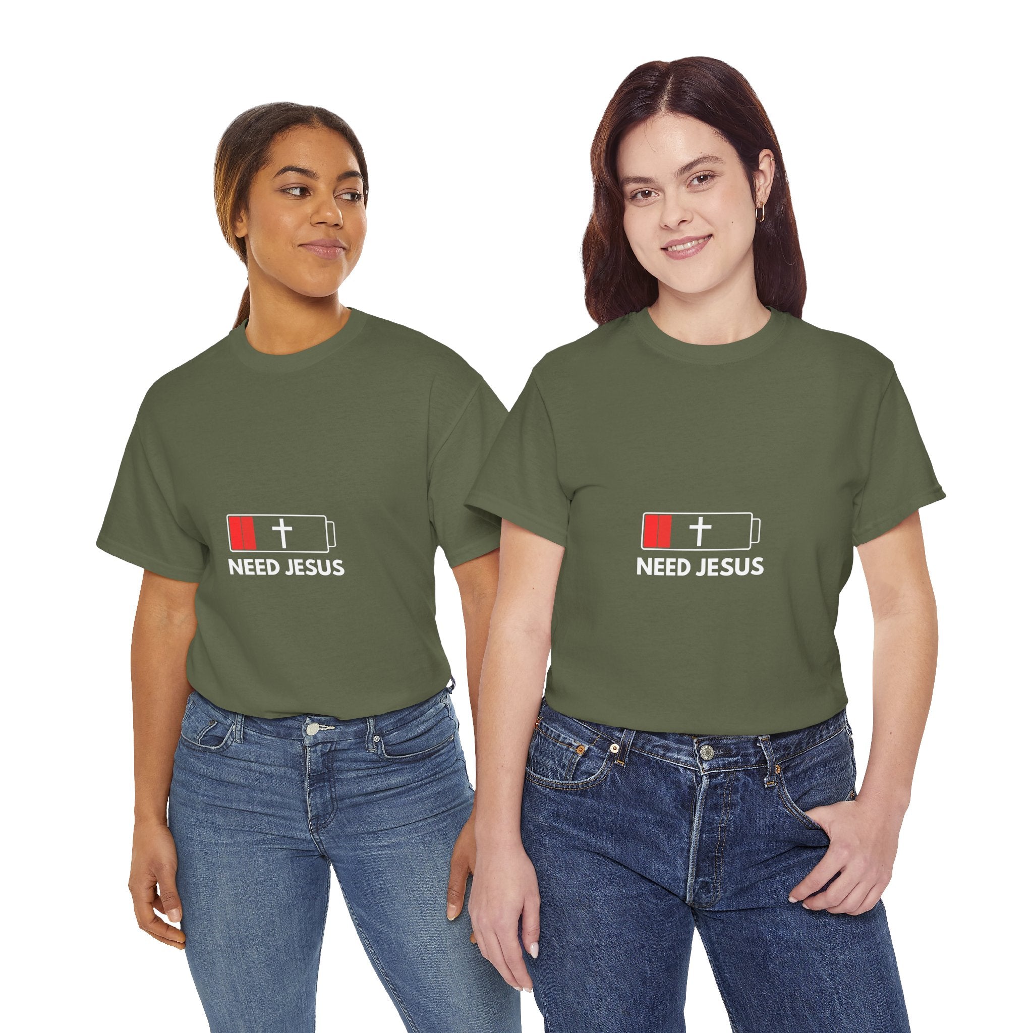 Need Jesus Low Battery Christian T-Shirt