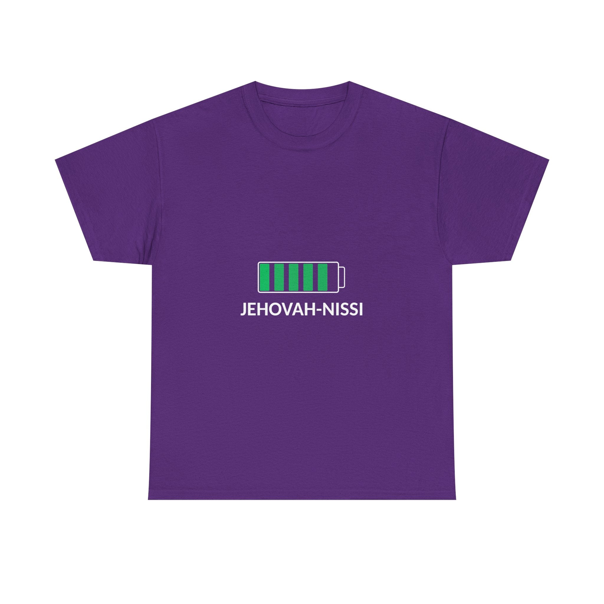 Jehovah-Nissi Battery Tee — Christian Faith Graphic T-Shirt