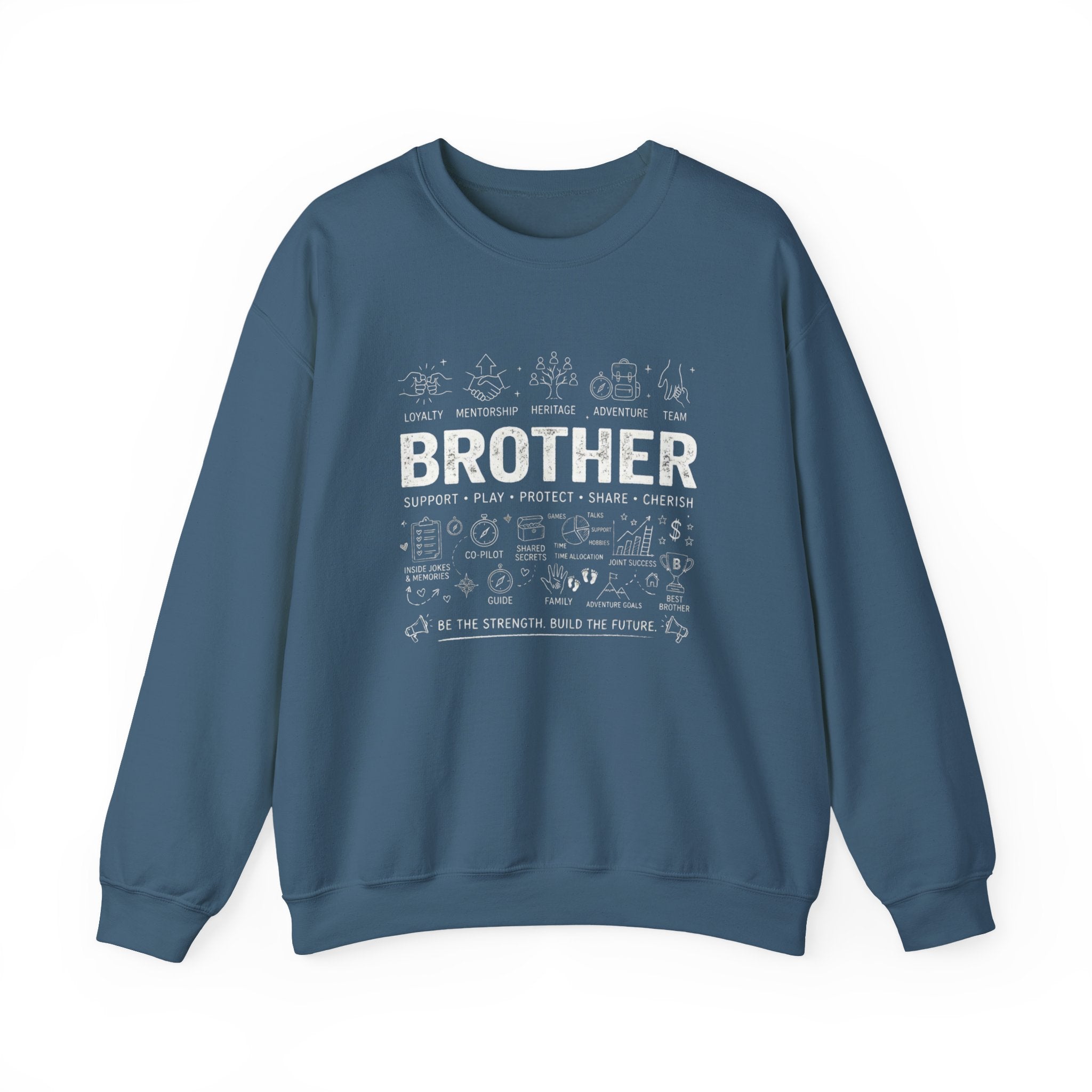Brother Crewneck Sweatshirt – Brotherhood Icons Design (Loyalty, Mentorship, Adventure)