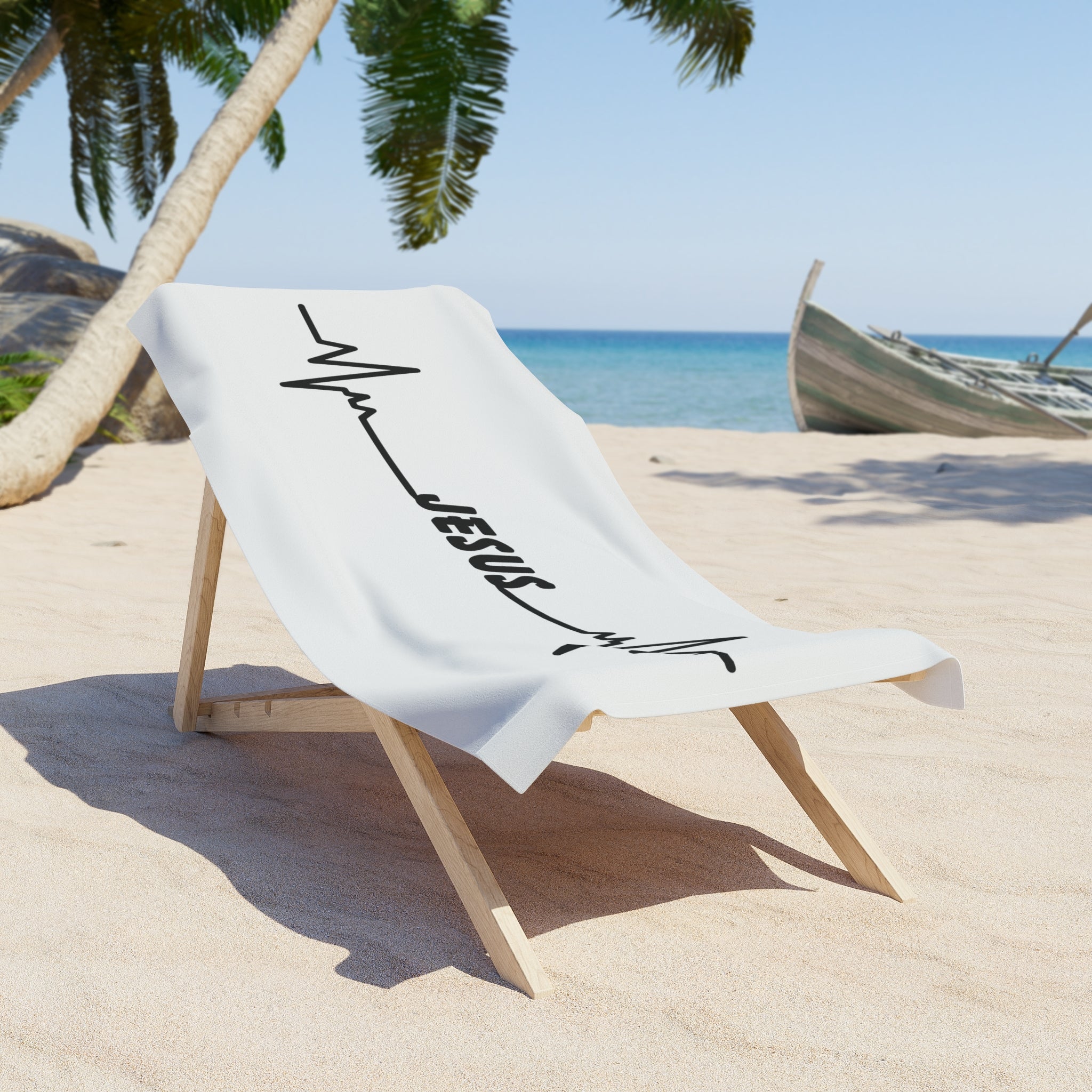 Jesus Heartbeat Beach Towel — Christian Faith Pool & Summer Towel
