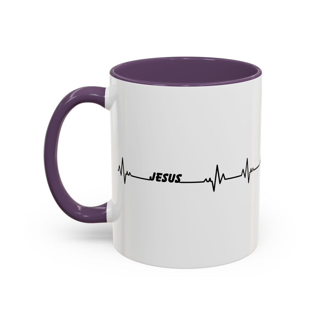 Jesus Heartbeat Accent Coffee Mug — Christian Faith Gift