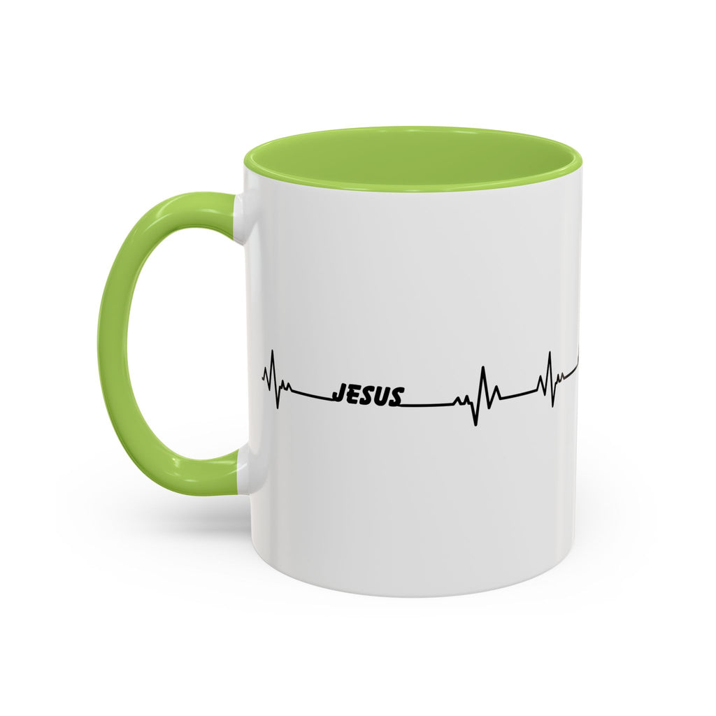 Jesus Heartbeat Accent Coffee Mug — Christian Faith Gift