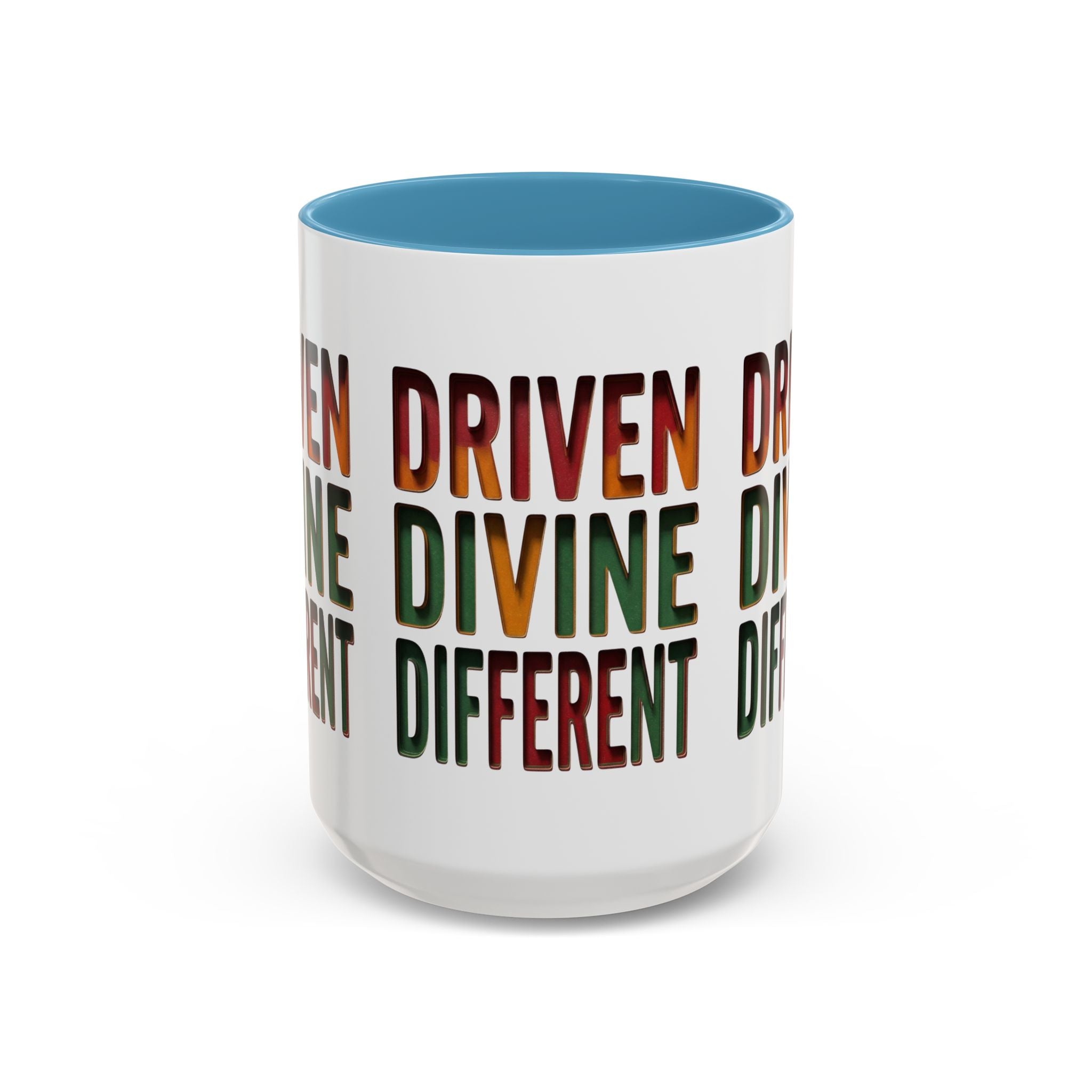 Driven Divine Different Accent Coffee Mug – Inspirational Rasta Color Typography (11/15oz)